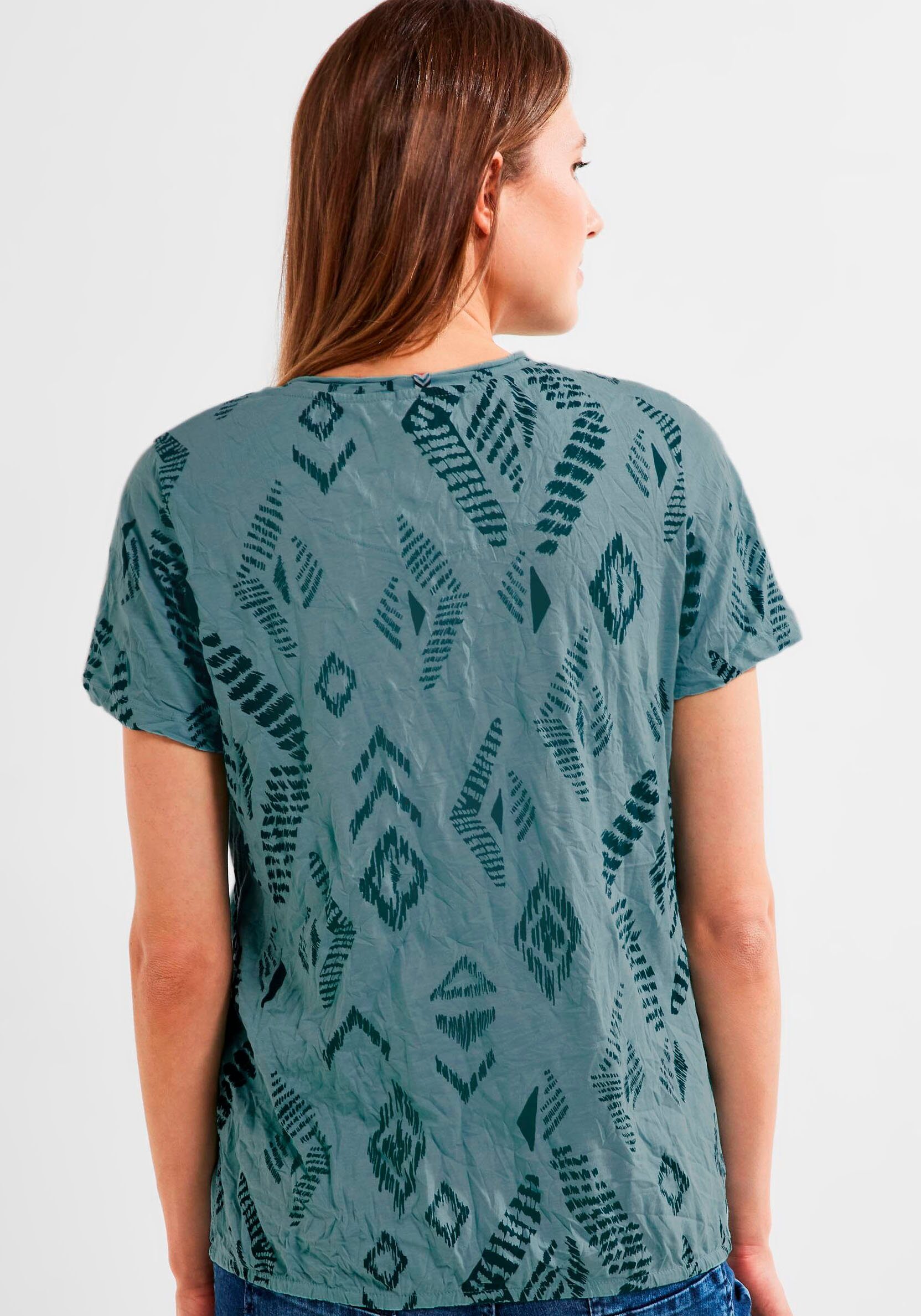 Cecil T-Shirt mit Knotendetail meliert green