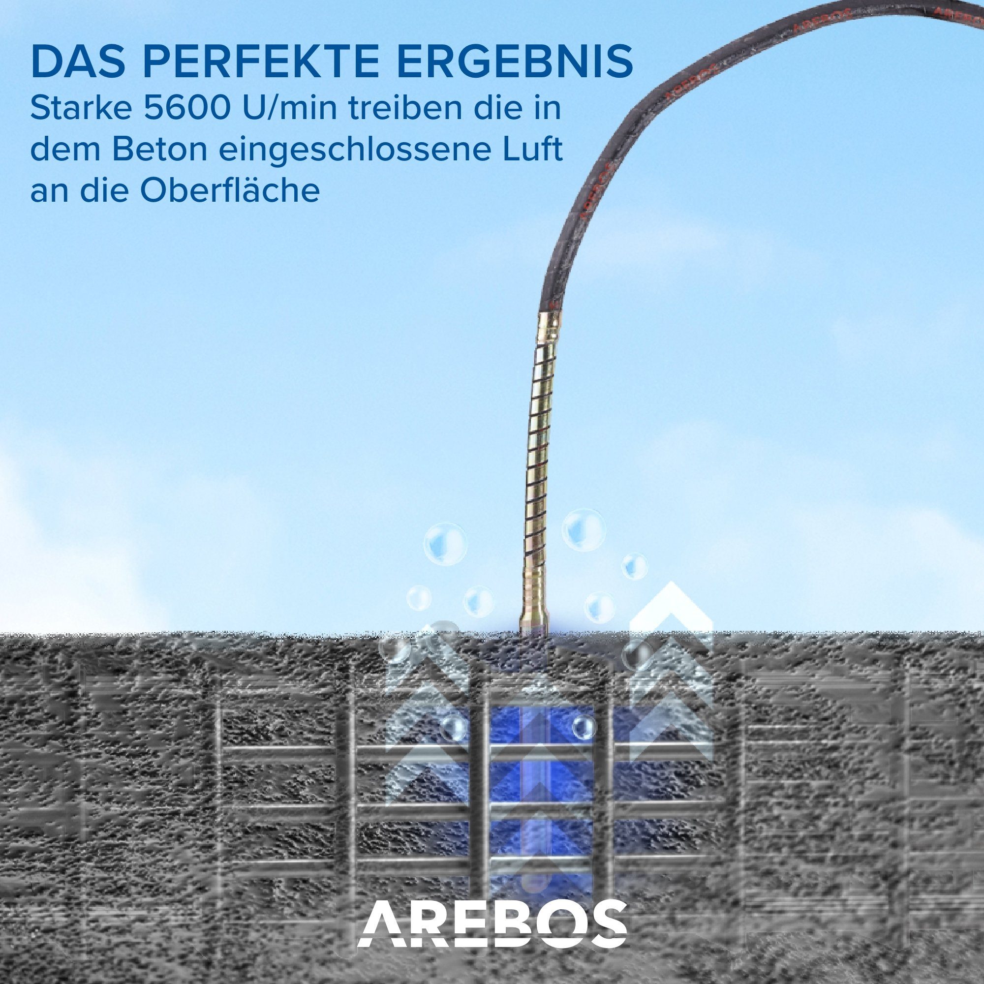 Arebos Betonmischer Betonrüttler, Verschiedene Wattstärken & Schlauchlängen, (Betonrüttler), Taste für den Dauerbetrieb – Bild 5 von 5