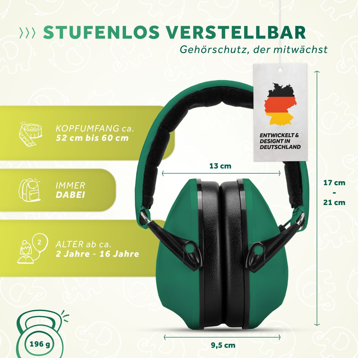 Schallwerk Kapselgehörschutz Gehörschutz für Kinder Kiddies größenverstellbar, (Geräuschdämmende Ohrenschützer), Schule, Lernen, Konzentration, Veranstaltungen