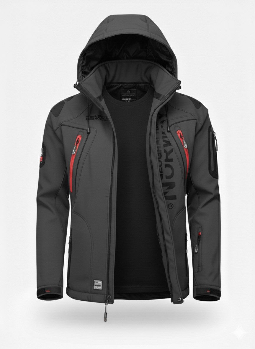 Geographical Norway Softshelljacke Herren Herbst Winter Jacke Softshell Jacke Outdoor Übergangsjacke (1-St) Mit Kaputze 3XL Bis 7XL