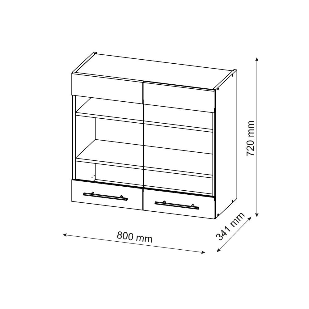 Vicco Glashängeschrank Fame-Line, Weiß Hochglanz/Anthrazit, 80 cm (1-St)