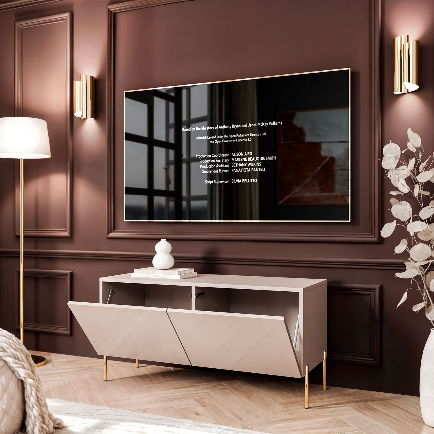 Lookway TV-Schrank COLGANTE 100 in Kaschmir Hochglanz mit Beinen