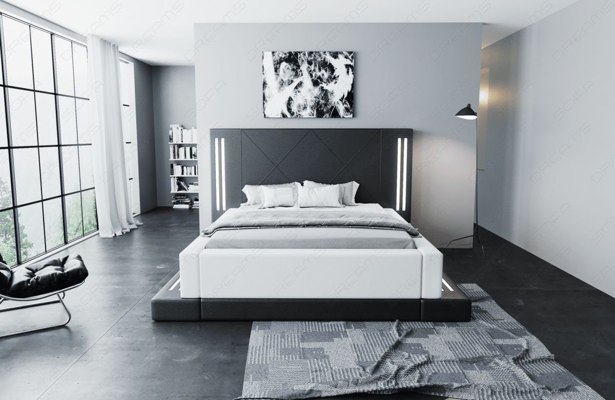 Sofa Dreams Boxspringbett Casoria Bett Kunstleder Premium Komplettbett mit LED Beleuchtung, mit Matratze, mit Topper, mit LED Beleuchtung