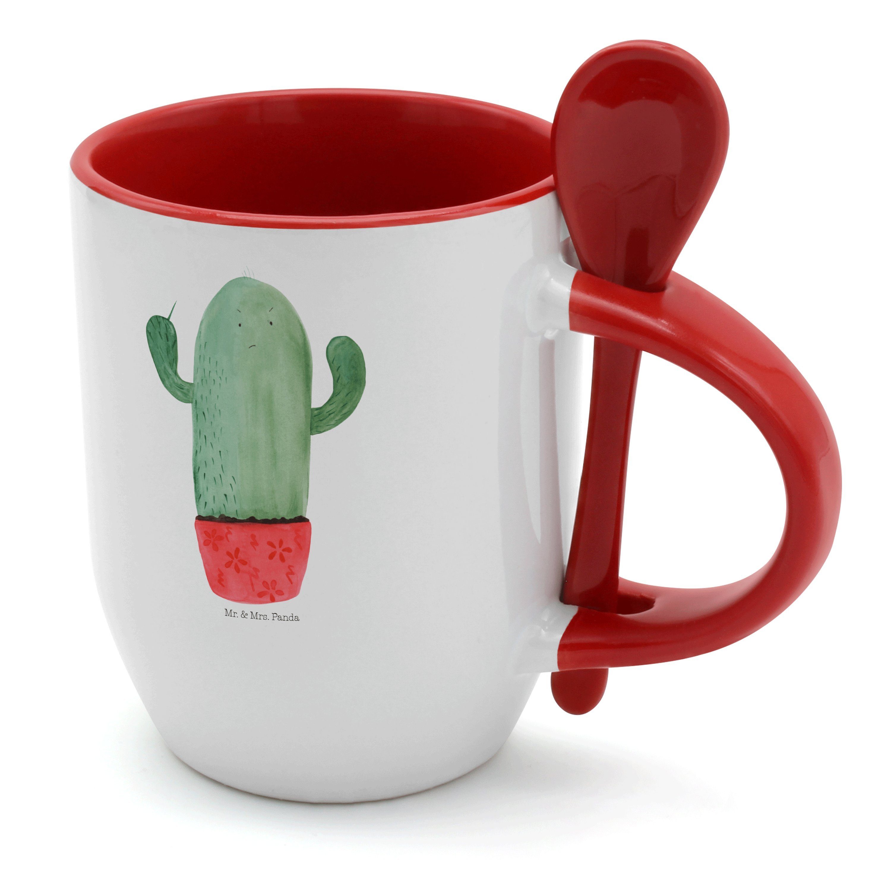 Kollege, & wütend Weiß K, - Kaktus Tasse Mrs. Tasse - Keramik Geschenk, mit Mr. Panda Tassen, Löffel,