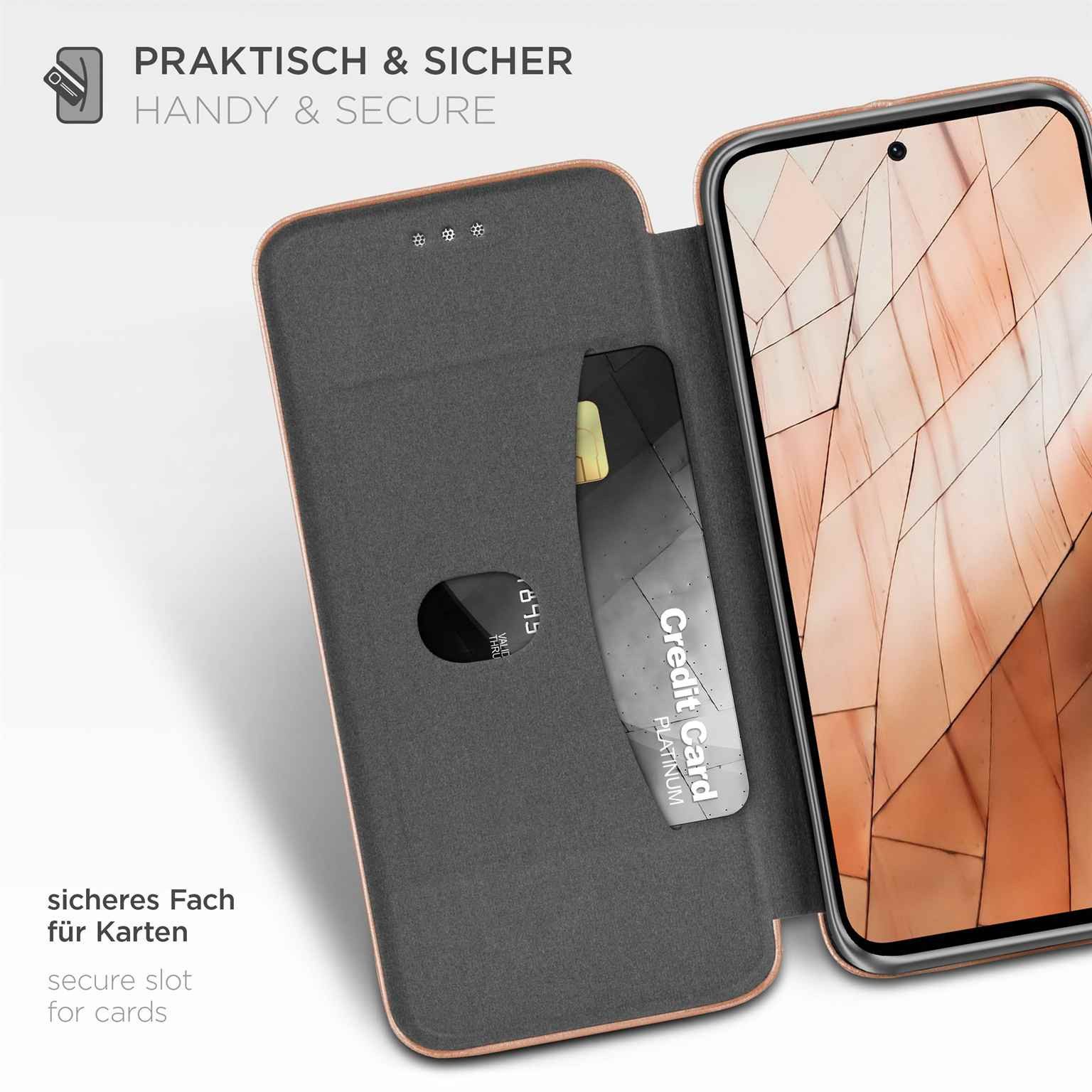 ONEFLOW Handyhülle für Samsung Galaxy A36 5G Premium Hülle Business Cover Rosa 6,64 Zoll, 360 Grad Schutzhülle Flip Case Etui Klapphülle Dünn Leder Handy Tasche