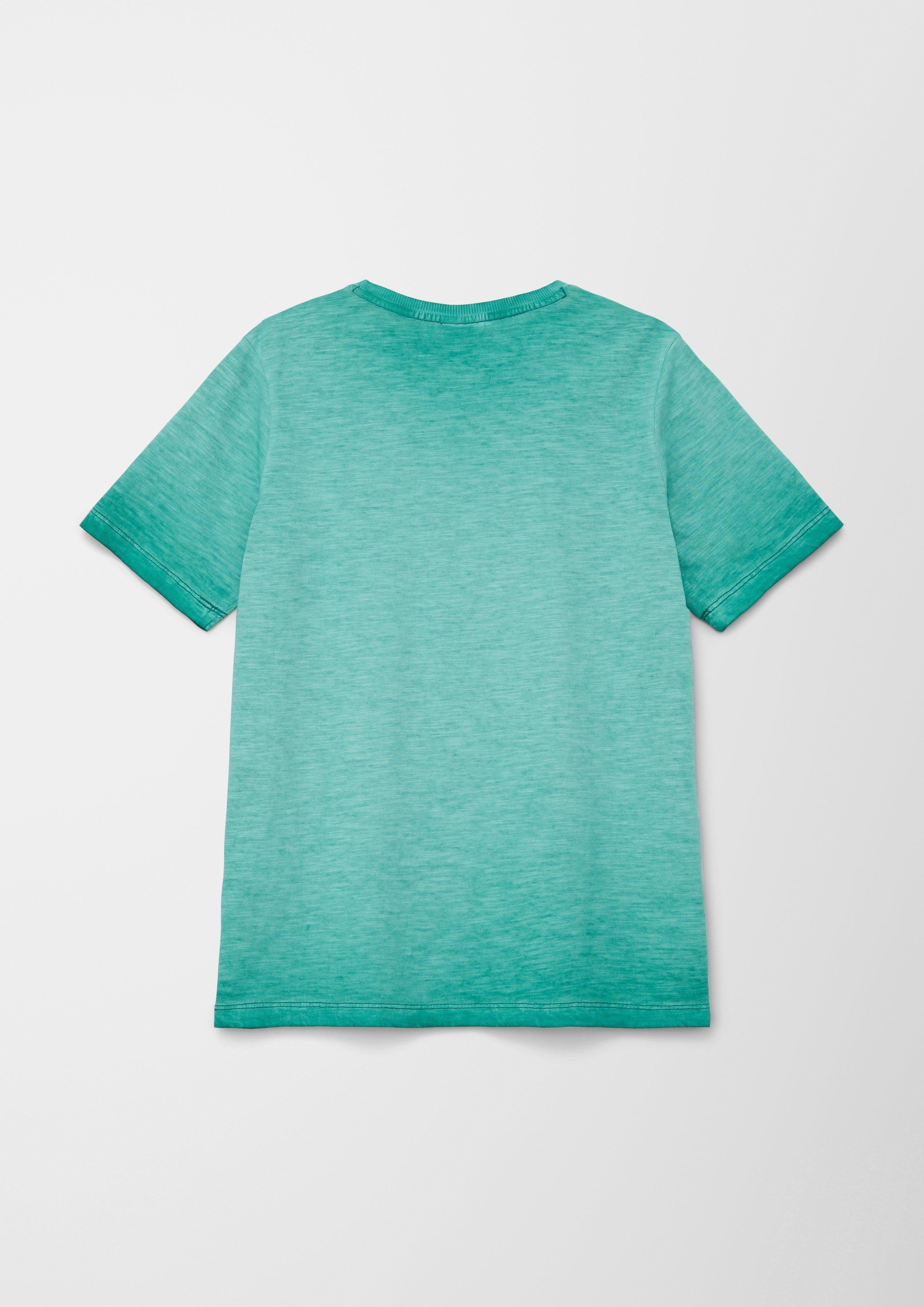 mit Frontprint Kurzarmshirt s.Oliver T-Shirt smaragd