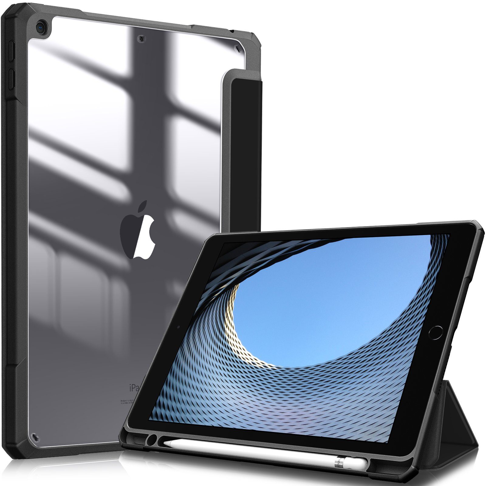 Fintie Tablet-Hülle Hybrid Hülle für 10.2 Zoll iPad 9. Gen 2021/8. Gen 2020/7. Gen 2019, mit Stifthalter - Stoßfeste Schutzhülle mit transparenter Hartschale