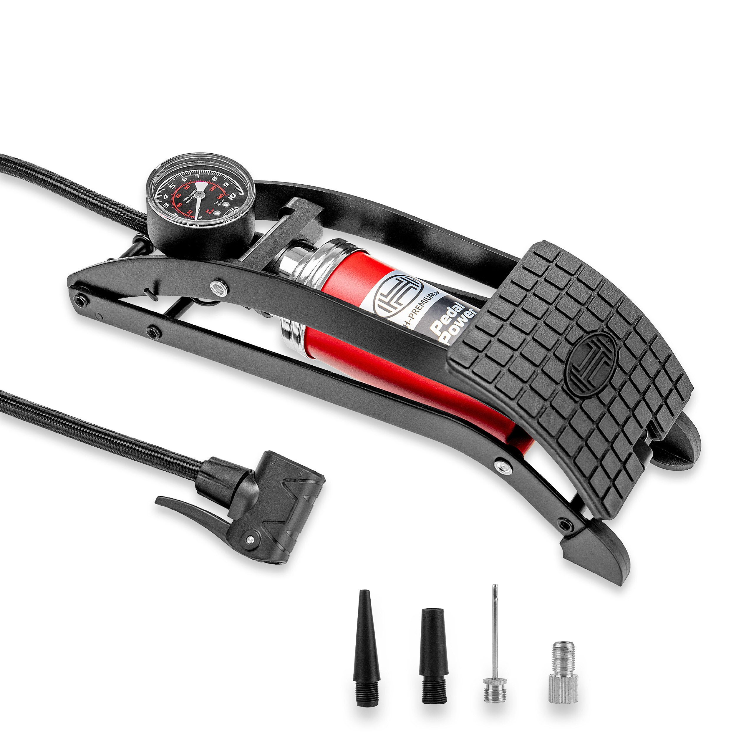 HEYNER Luftpumpe Fußluftpumpe 10 bar + Tasche & Adapter (1-tlg)