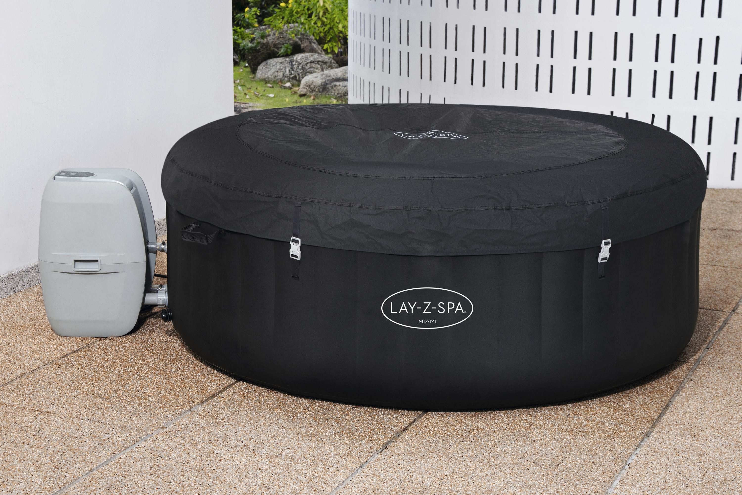 HAF Whirlpool LayZSpa & PureSpa Aufblasbarer Whirlpool Outdoor Bubble Massage Becken, (Komplett Set mit Zubehör, Maße: 180 x 180 x 66cm), In & Outdoor nutzbar