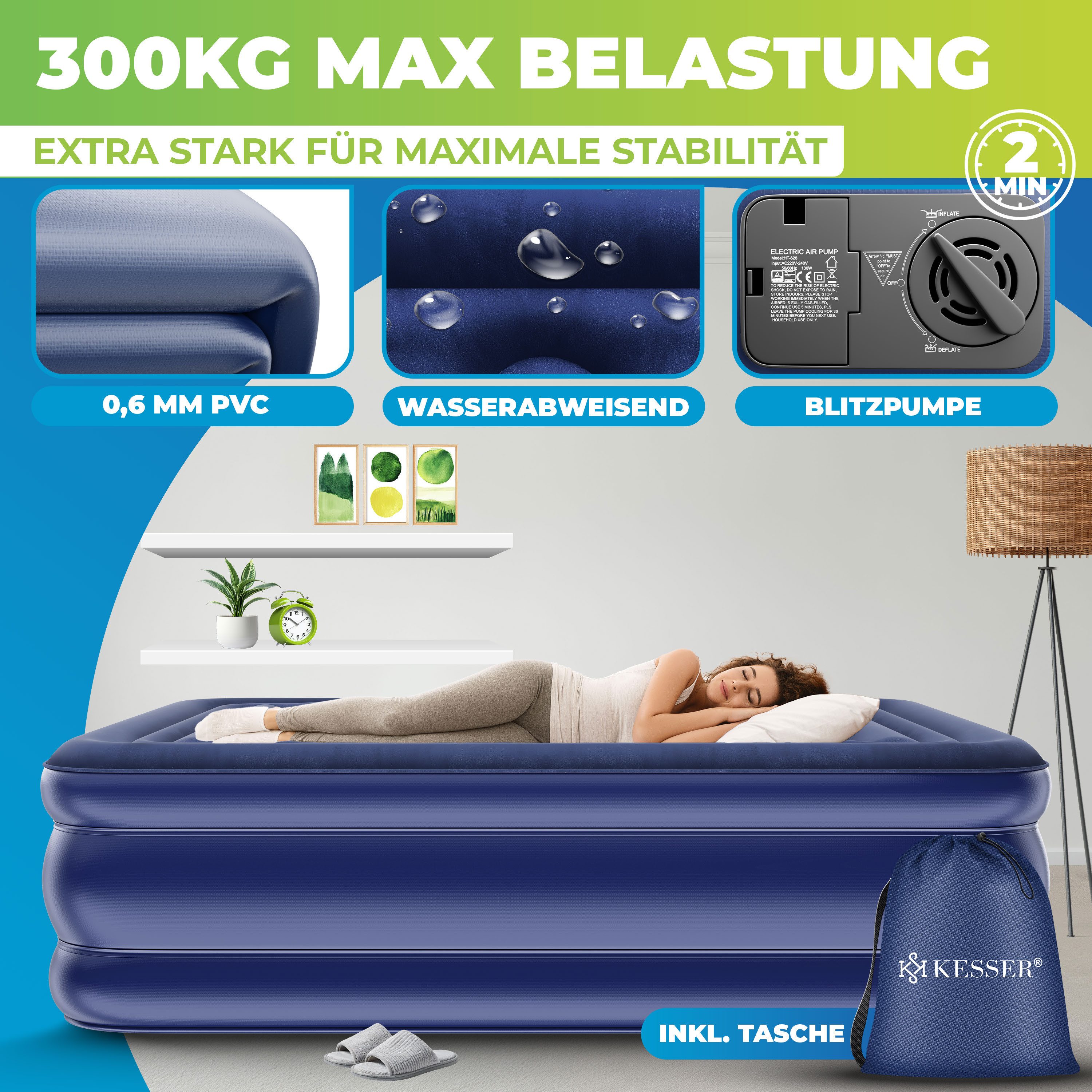 KESSER Luftbett, Aufblasbare Matratze Luftbett eingebauter elektrischer Pumpe