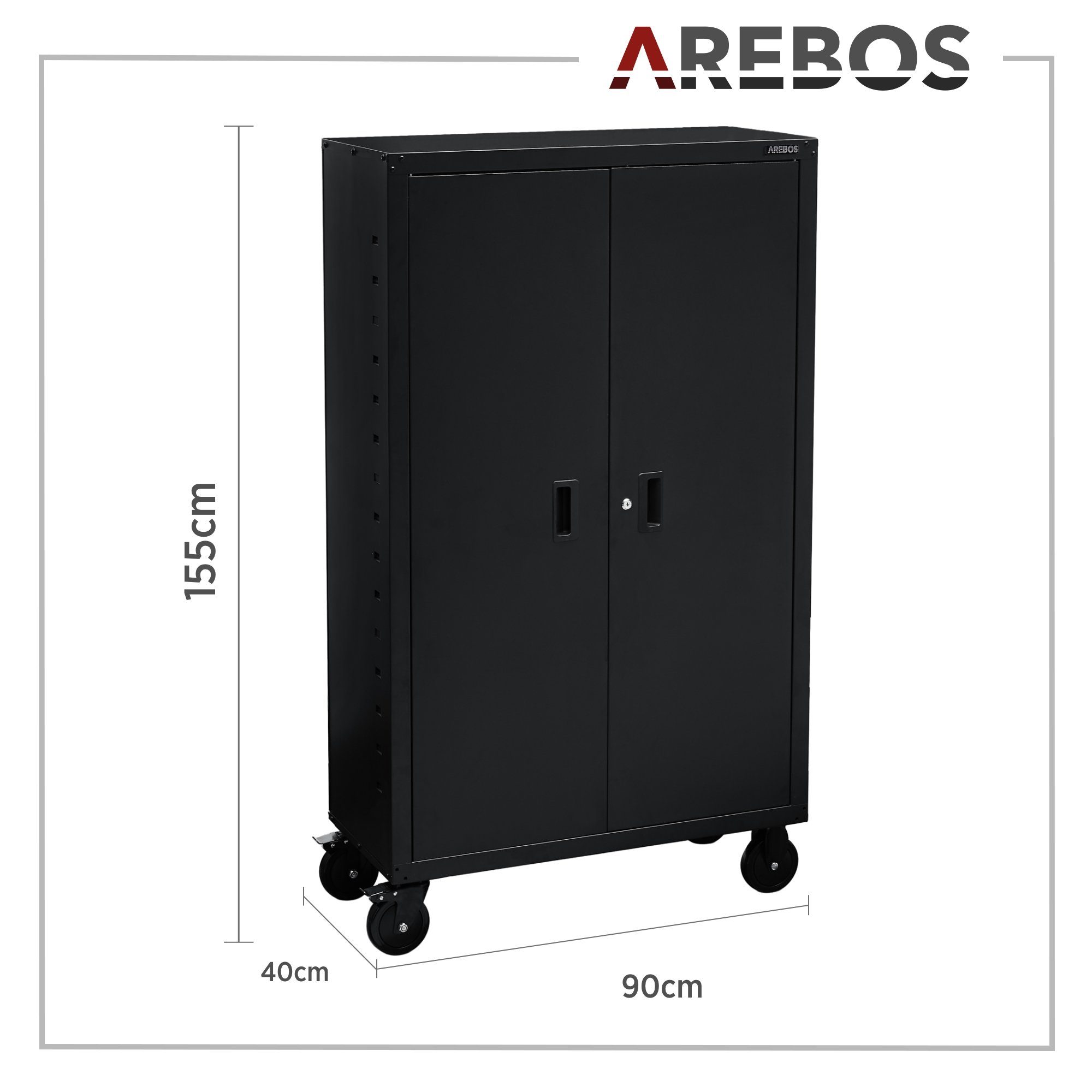 Arebos Aktenschrank Stahlschrank schwarz) Materialschrank Büroschrank (Stück