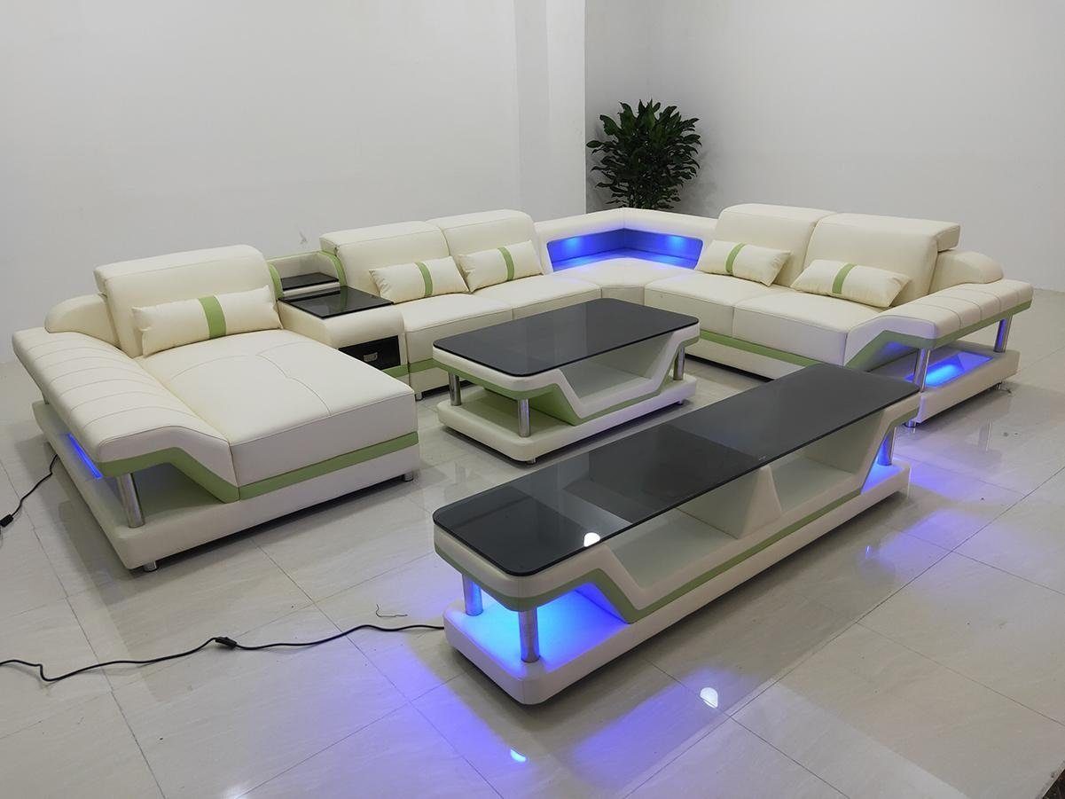 Moderne Sofa Polster Ecksofa Weiß/Grün rtv Couch Design Wohnzimmer-Set, Wohnlandschaft JVmoebel