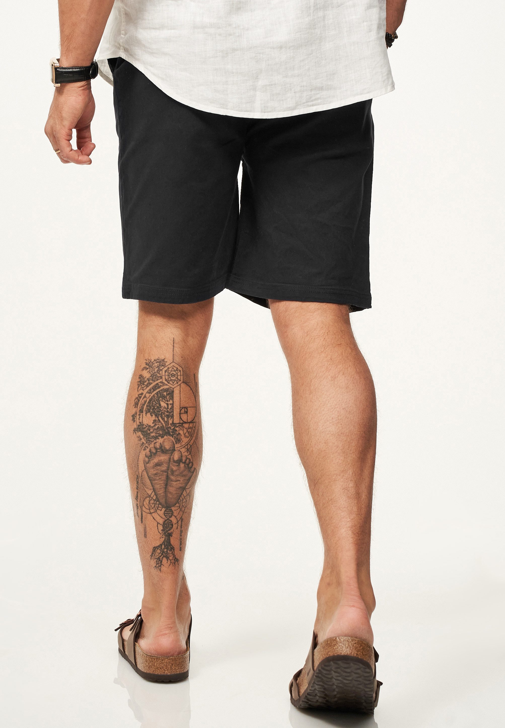 SOULSTAR Chinoshorts mit Stretchanteil Basic Kurze Hose für Herren Regular-Fit Sommershorts mit Elasthan-Anteil Bermuda inkl. Gürtel – Bild 5 von 5