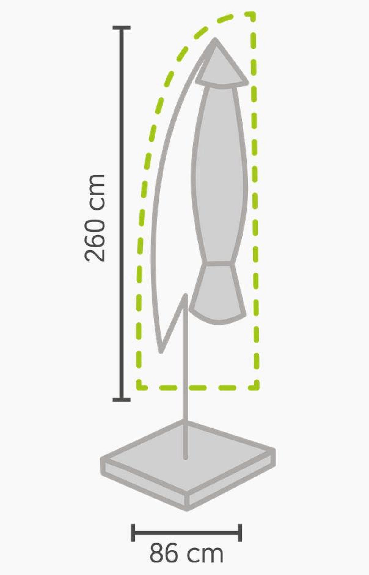 MANDALIKA Garden Sonnenschirm-Schutzhülle 5032 Schirm Hülle Abdeckung Haube Ampelschirm wasserdicht bis 350 cm (Set, Schutzhülle mit Stab), 260 x 60/86 cm, wetterfest