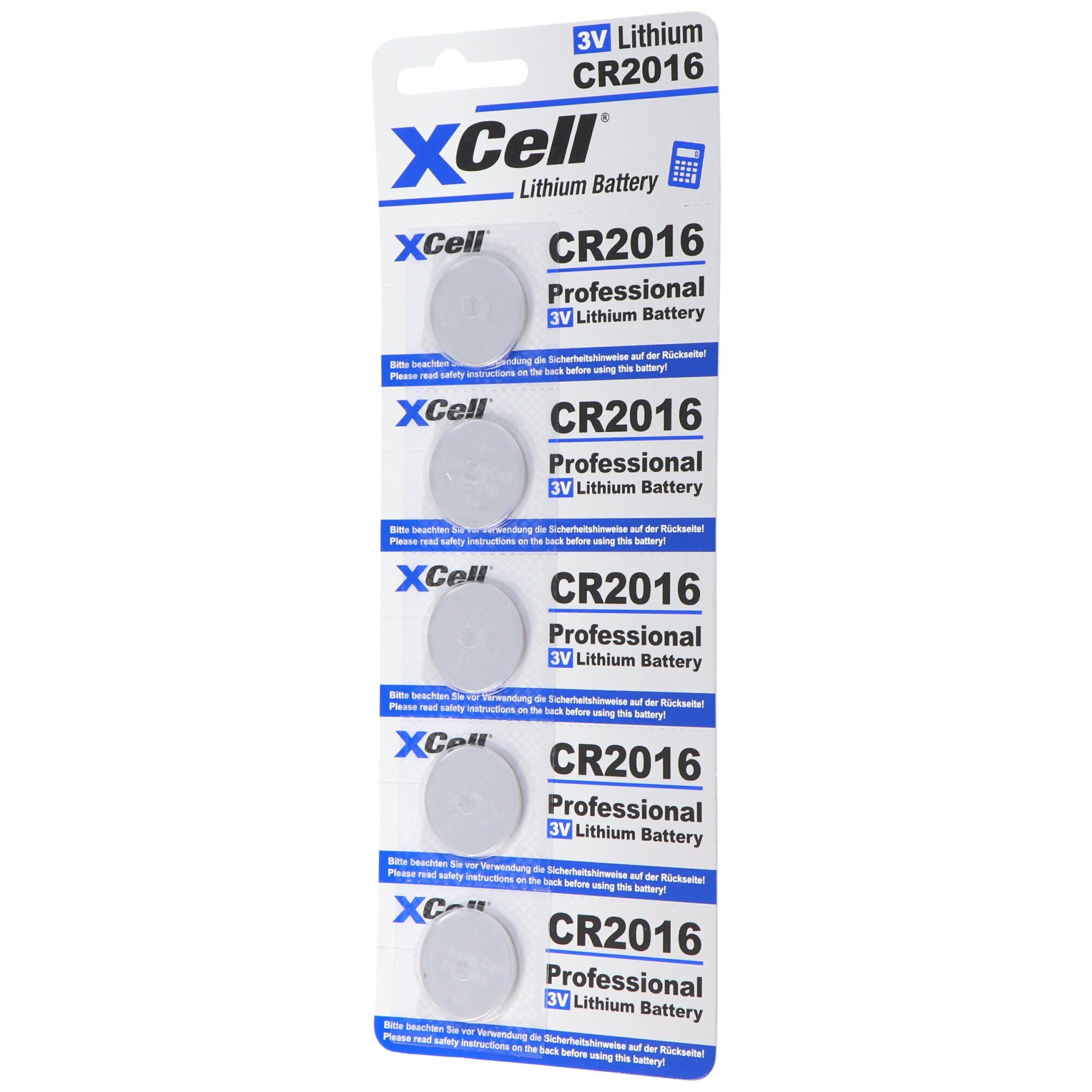 XCell 5er-Sparset CR2016 Lithium Batterie 3V, CR2016 Batterien im praktisch Batterie, (3,0 V)