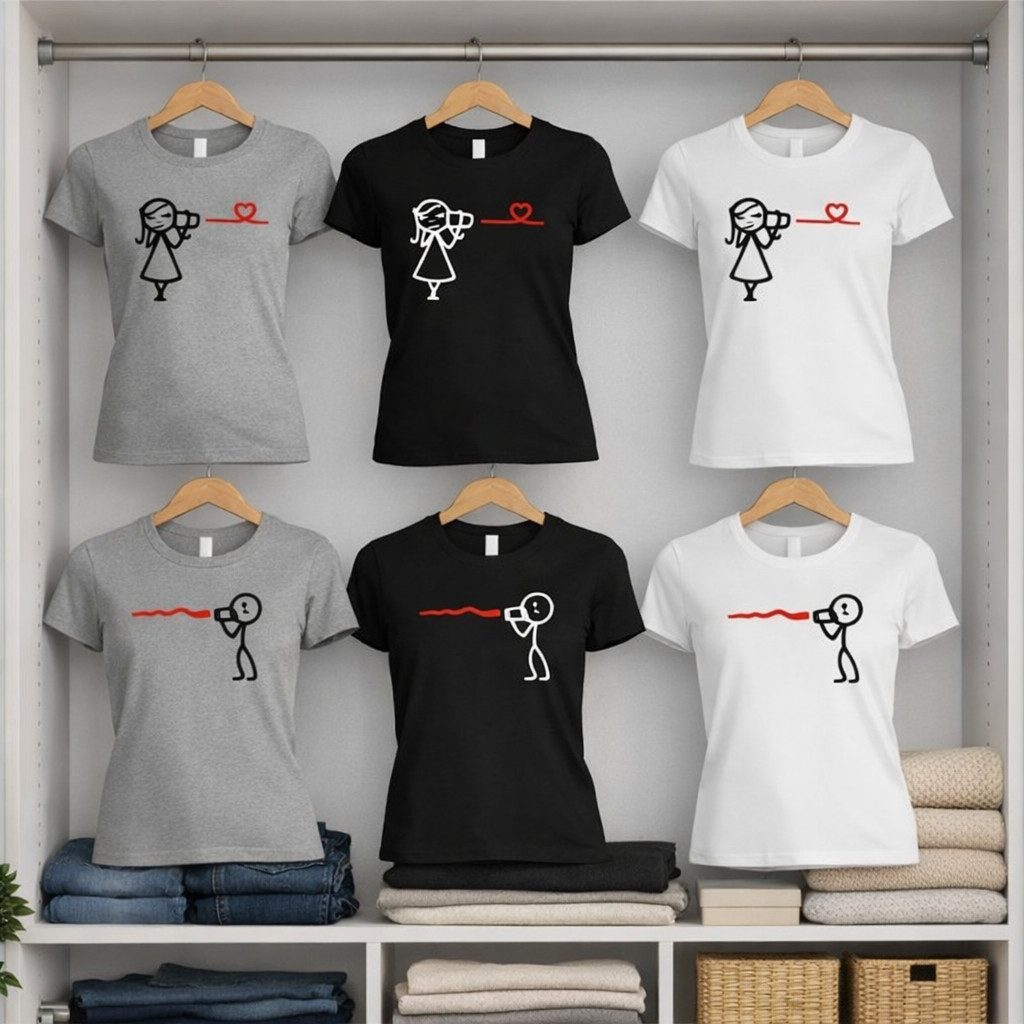 Blondie & Brownie T-Shirt Partner Pärchen Valentin Shirt Hearing the Love BFF Friends Hochzeit