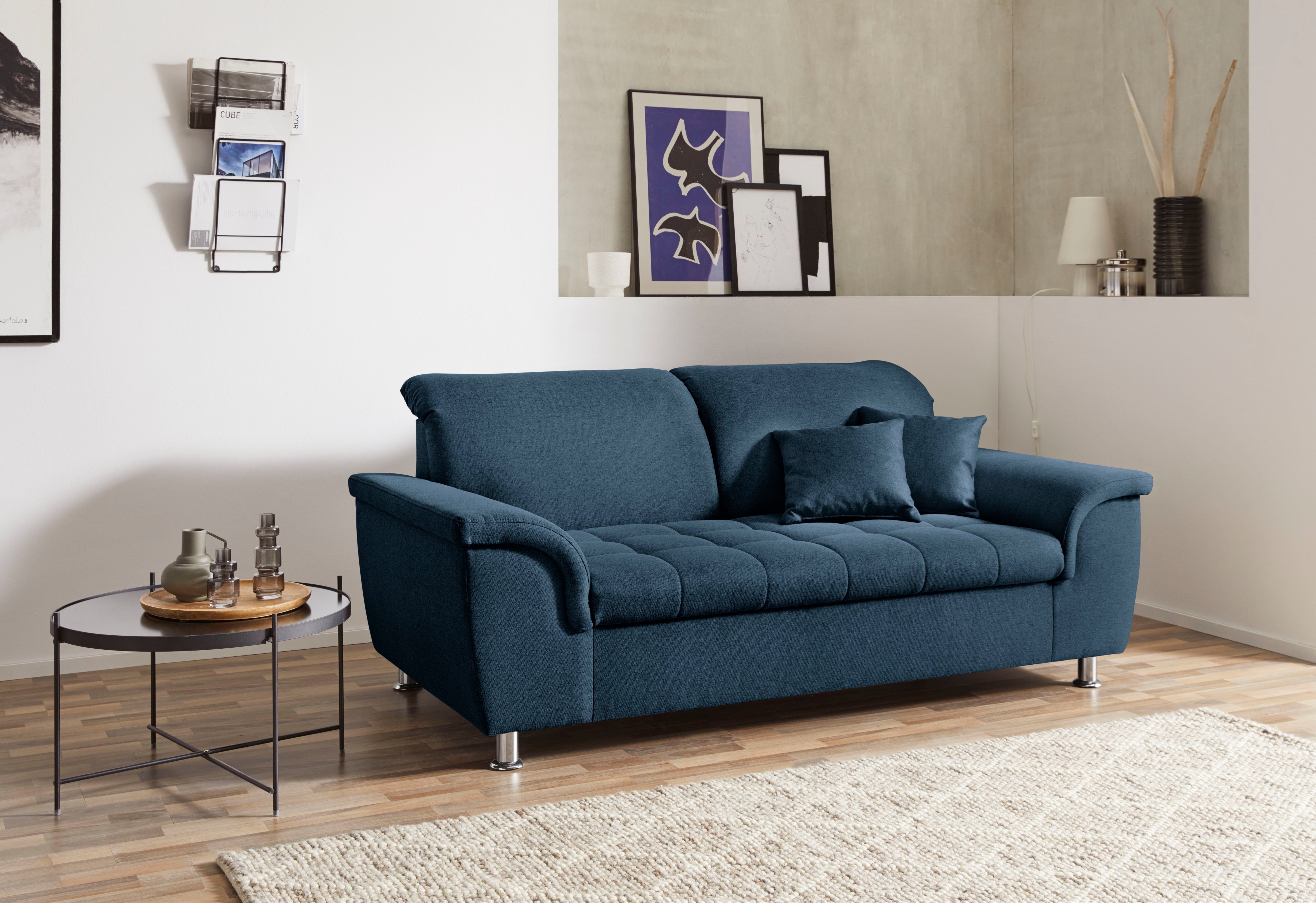 DOMO collection 2-Sitzer Franzi, zeitlos & elegant, moderne Sitzheftung, wahlweise mit Kopfteilverstellung, inklusive Zierkissen