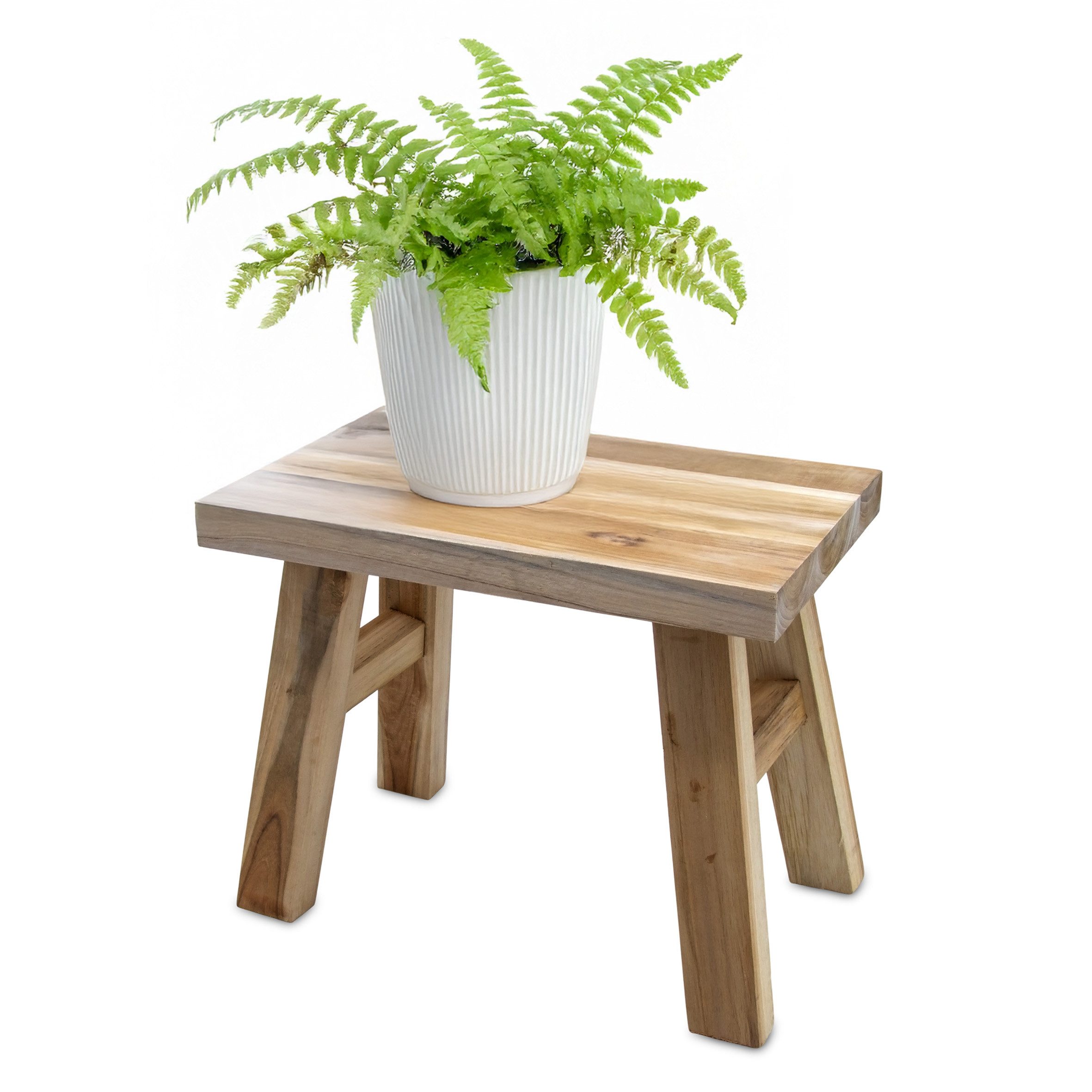 Spetebo Blumenhocker Teakholz Blumensitzbank natur rechteckig (Anzahl, 1 St günstig online kaufen