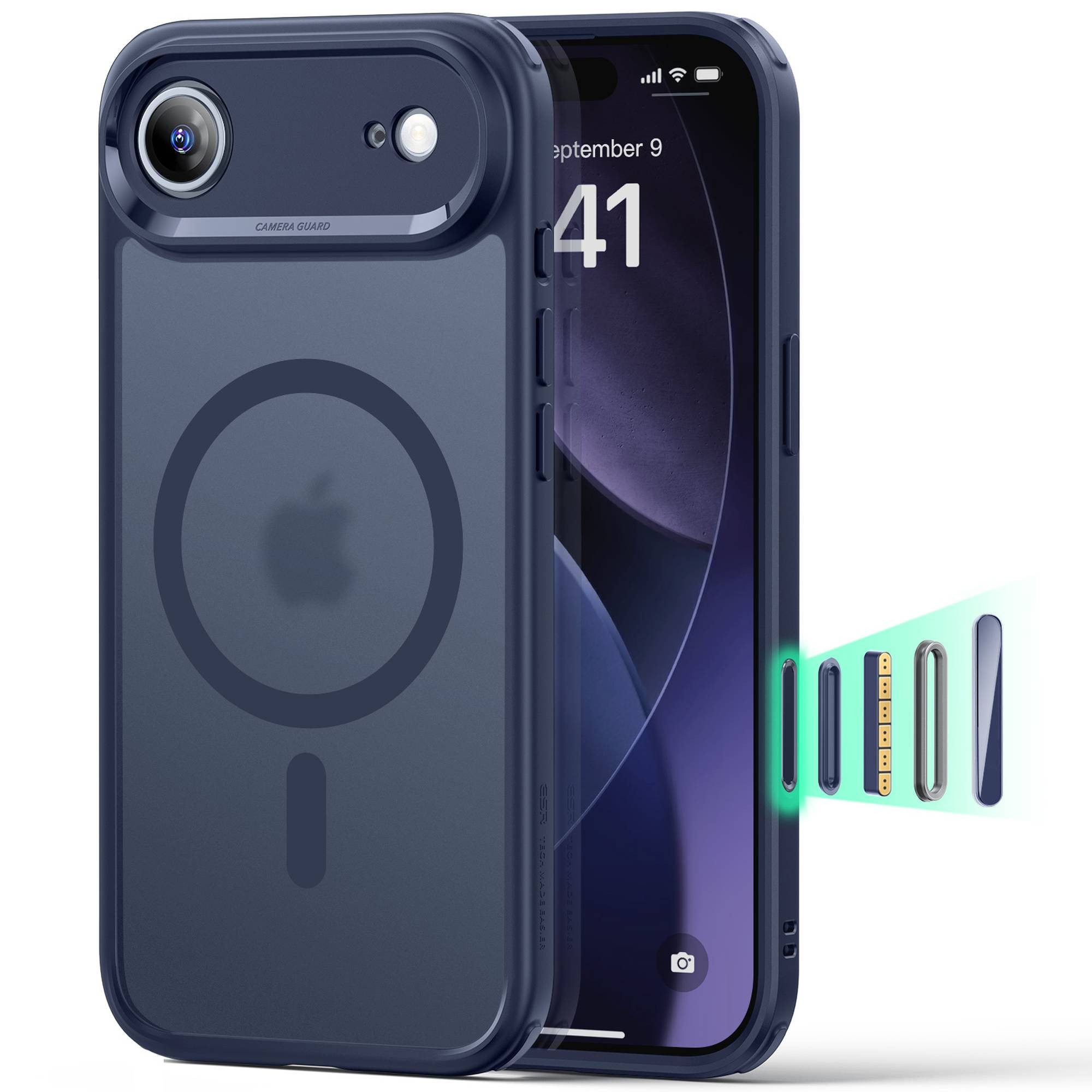 ESR Handyhülle Classic Hybrid HaloLock Case für iPhone 17 Air, Kamerasteuerung Taste, 3,3m Fallschutz, 1,5kg Magnetkraft