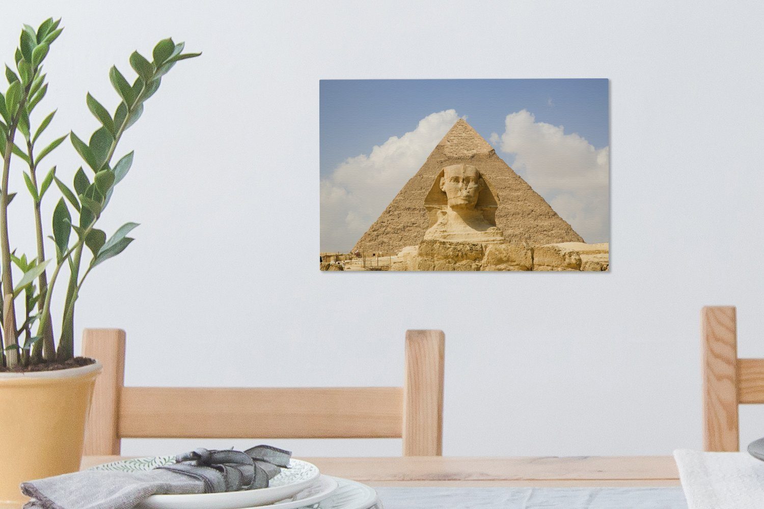 von OneMillionCanvasses® cm vor Sphinx St), 30x20 Wanddeko, Gizeh, großen Aufhängefertig, Pyramide Wandbild Leinwandbild (1 Leinwandbilder, der