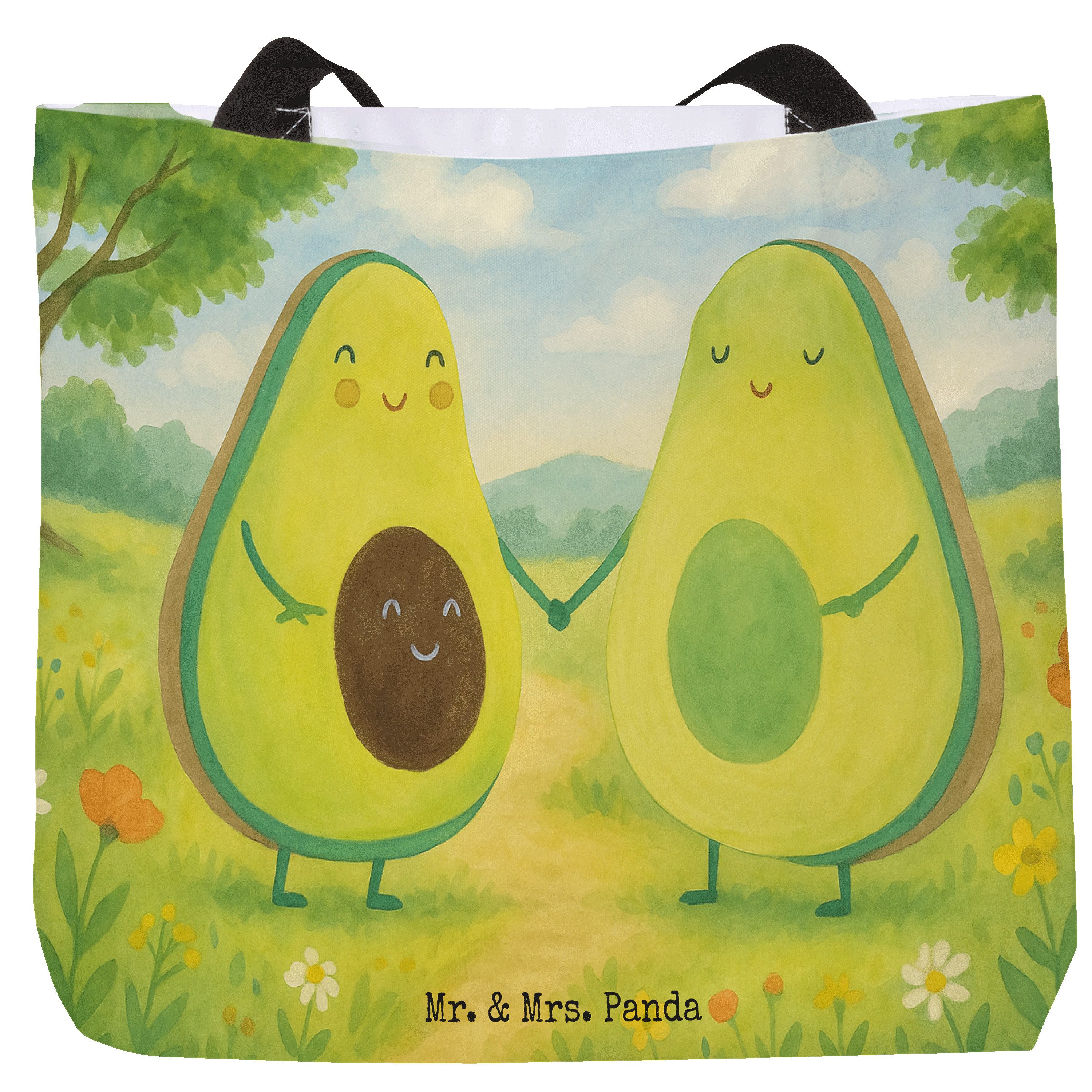 Shopper Avocado Pärchen Design, Tote Bag, Weiß, Tasche, Unitasche, Reisetasch