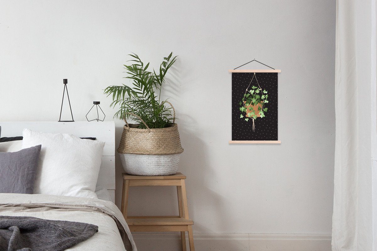 Wohnzimmer, Hängepflanzen Dots, Textilposter St), Bilderleiste, Posterleiste, Pflanzen - - für Magnetisch MuchoWow (1 Poster