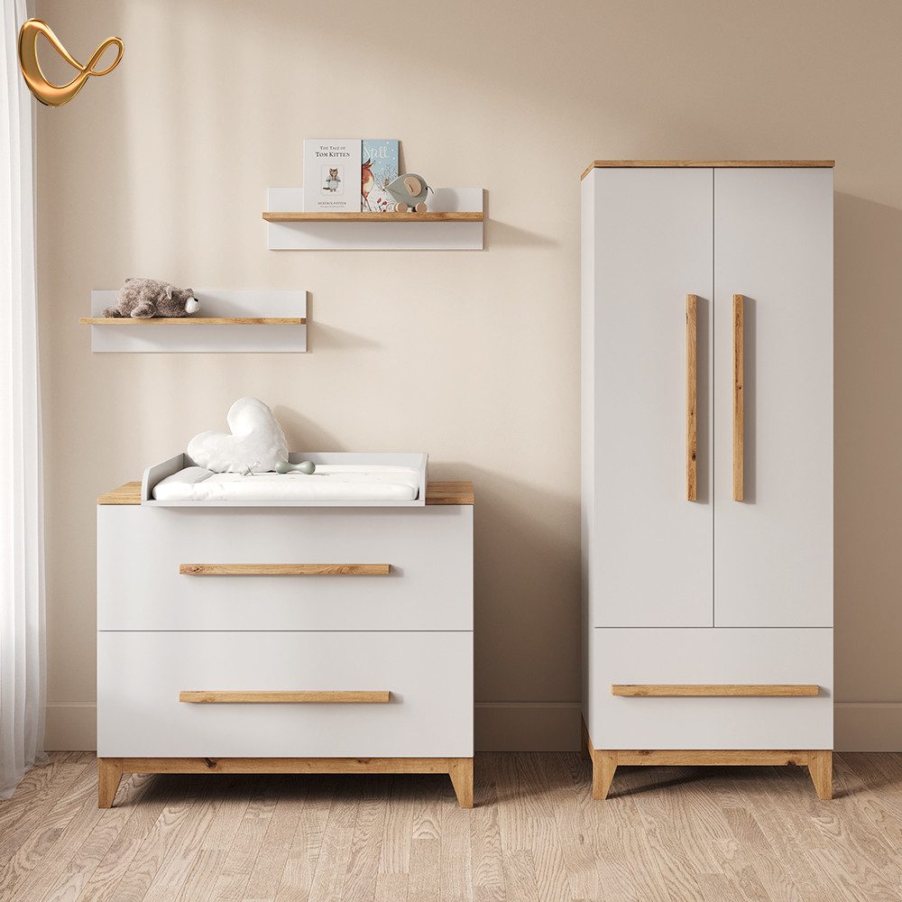 Livinity® Kleiderschrank Mailo, Weiß/Artisan/Artisan, 70 x 186.8 cm mit 4 Schubladen (1-St)