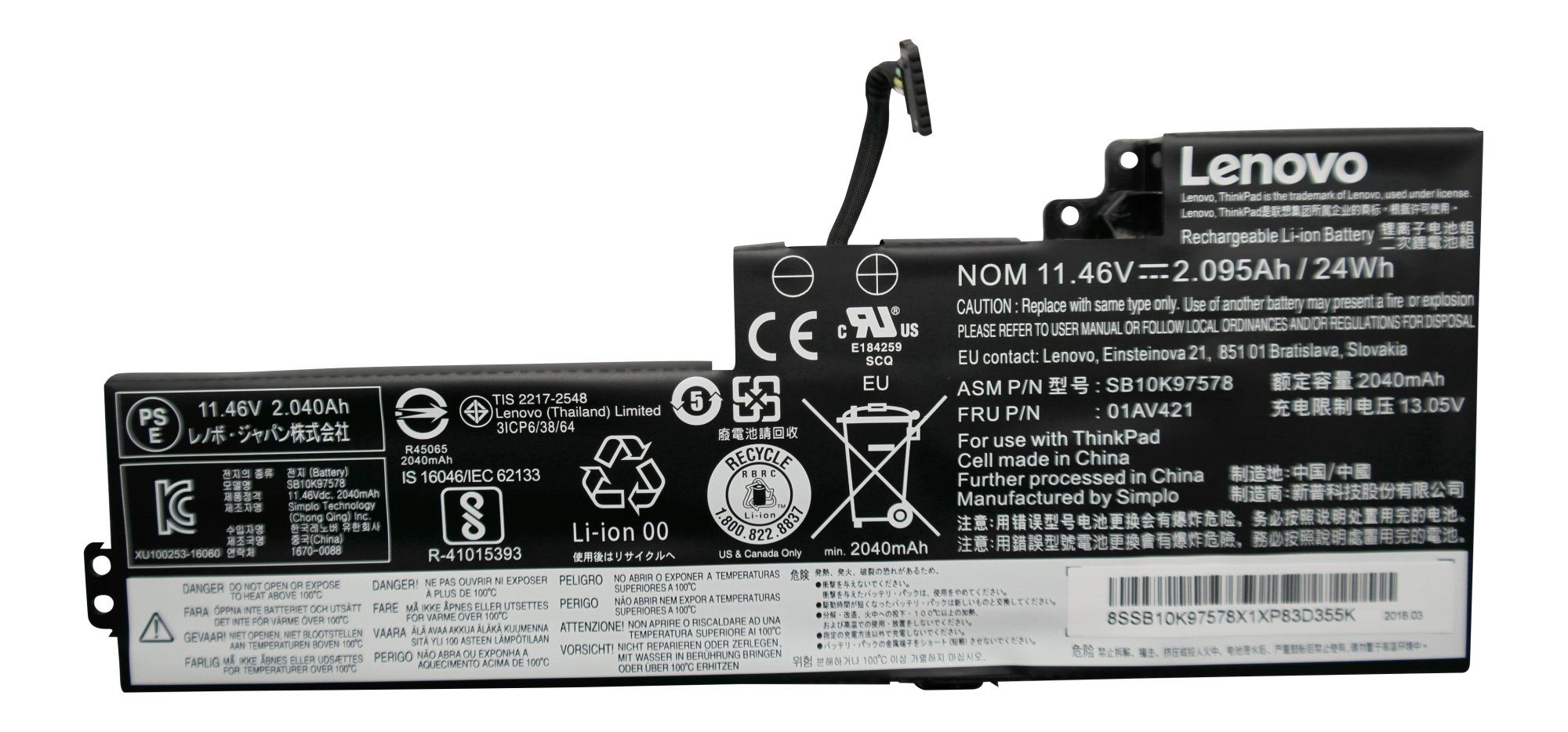 für Lenovo ThinkPad Lenovo Akku Original 2095 mAh Laptop-Akku Akku T470(20HDA004CD)