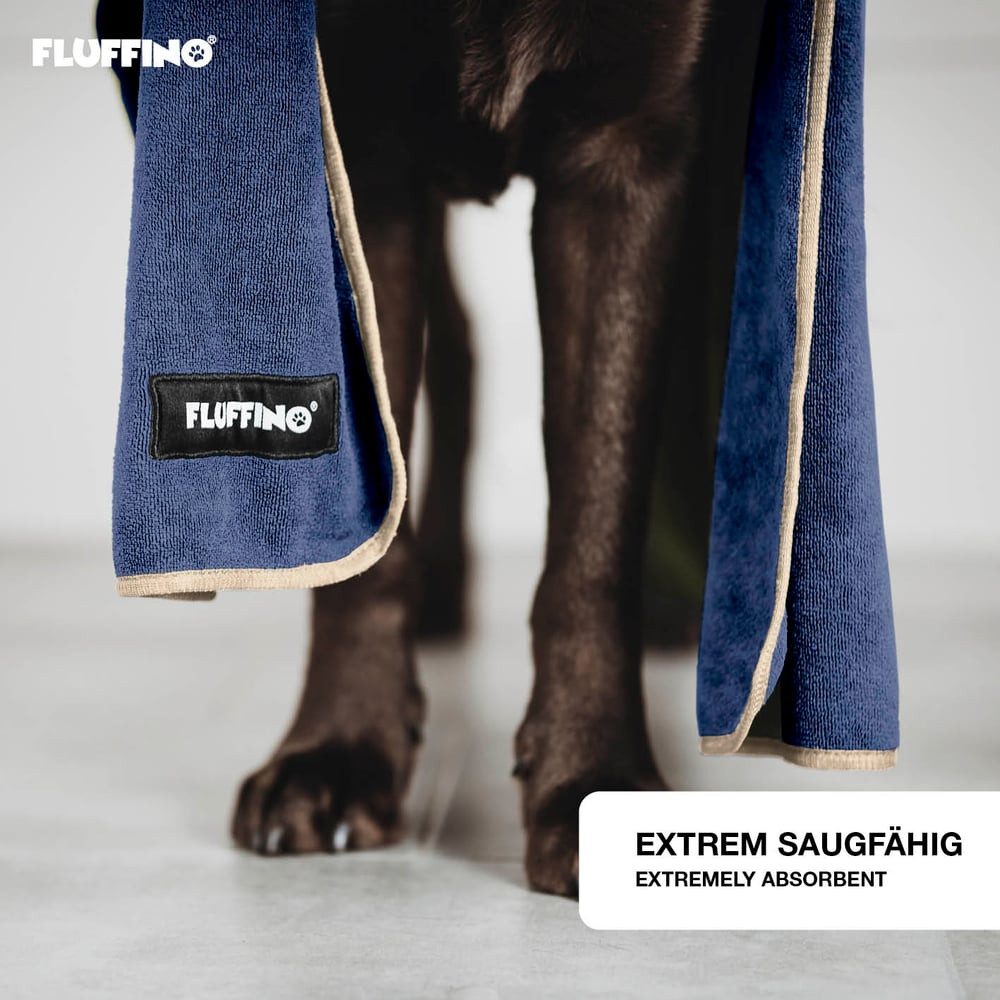 FLUFFINO® Hundehandtuch Mikrofaser 2er-Pack 120x70cm Beige & Blau, (2-St), günstig online kaufen