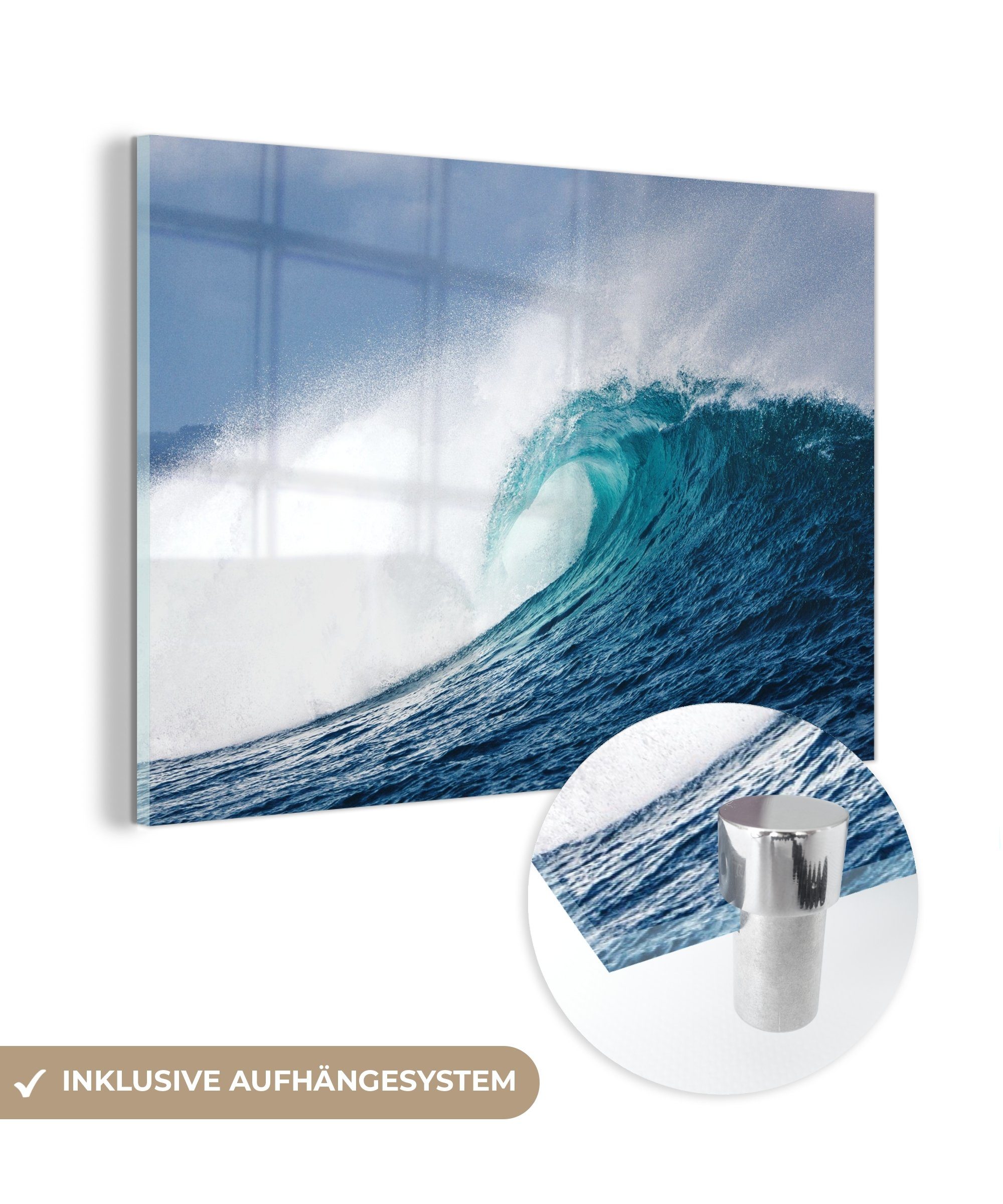 MuchoWow Acrylglasbild Meer - Golf - Schaum, (1 St), Glasbilder - Bilder auf Glas Wandbild - Foto auf Glas - Wanddekoration