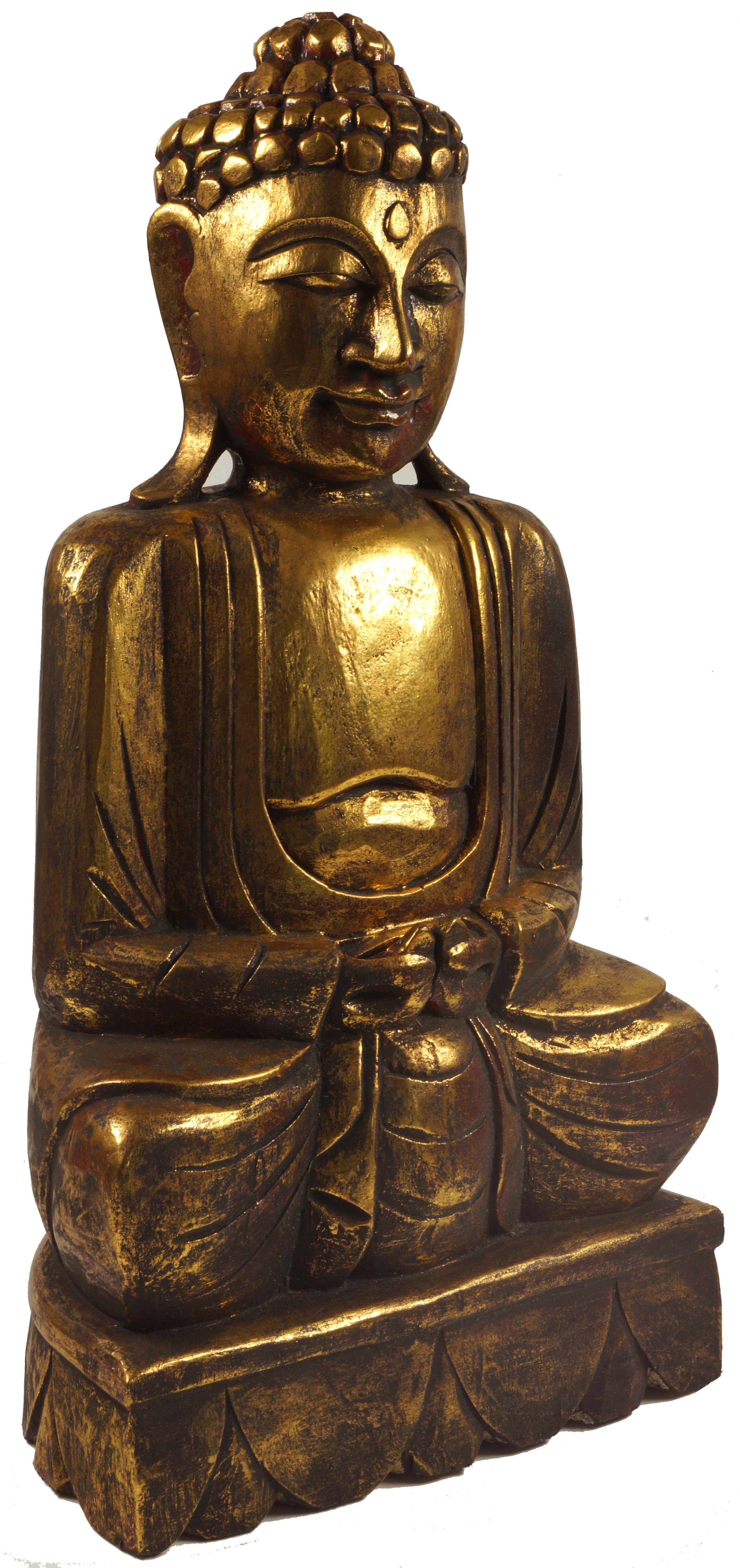 Buddhafigur Statue, Holzbuddha, Handarbeit (50 cm) -.. Buddha Guru-Shop