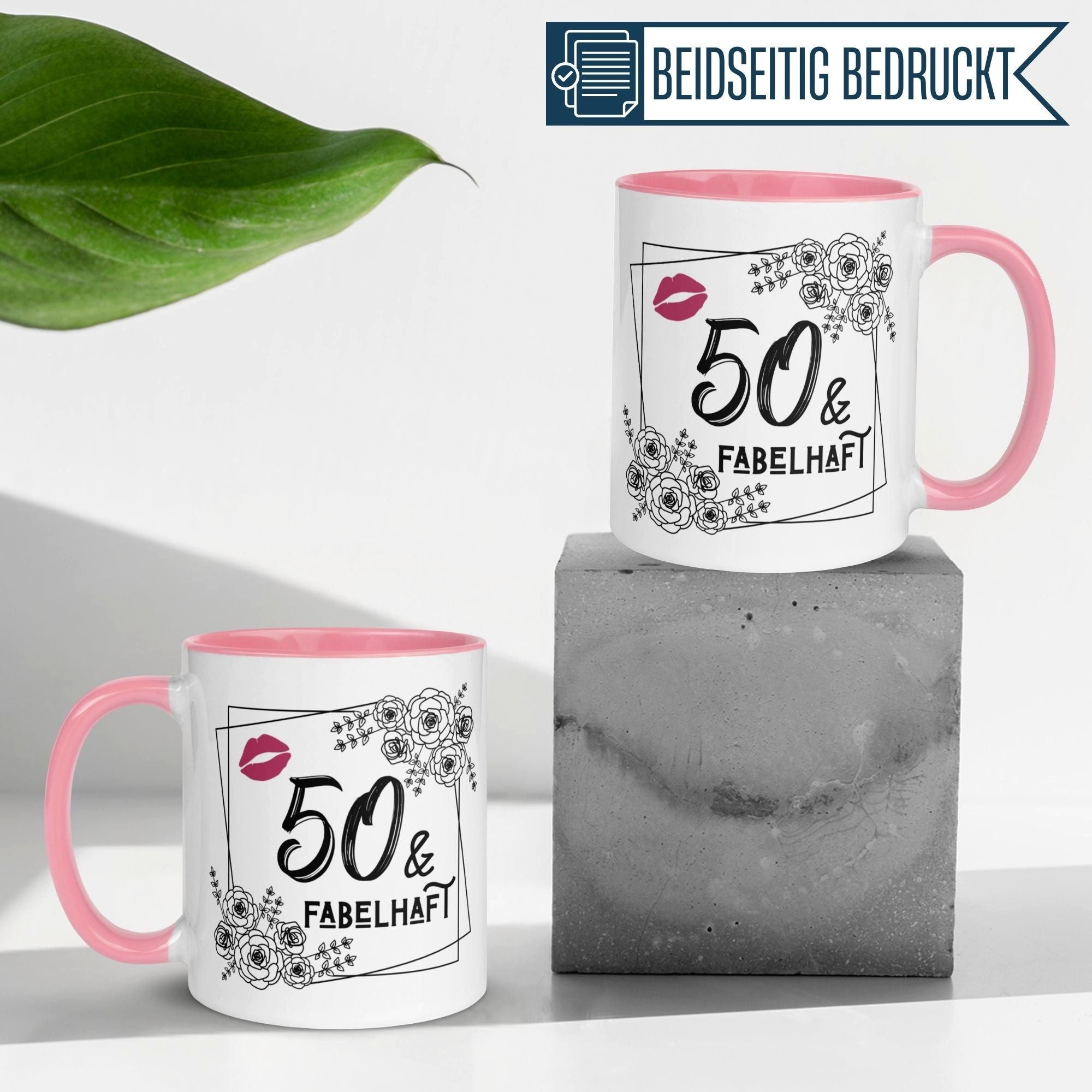 Momentals Tasse 50 Geburtstag Frau – „50 & Fabelhaft“ – Geburtstagsgeschenk Frauen, Gratis Versand · Links-&Rechtshänder · Spülmaschinenfest