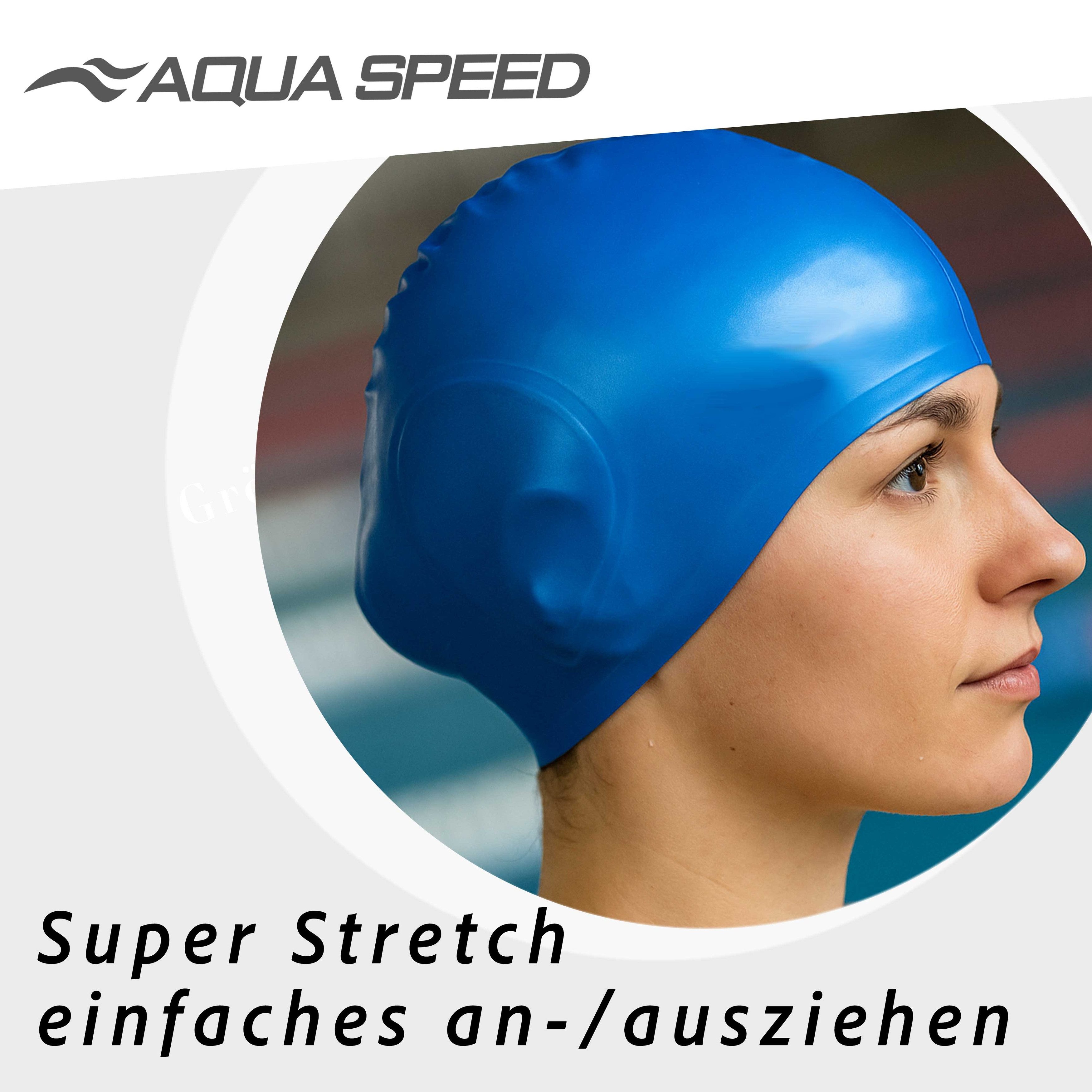 Aqua Speed Badekappe XL-Schwimmkappen für Langhaar: EAR CAP VOLUME & MONO Badehaube XL