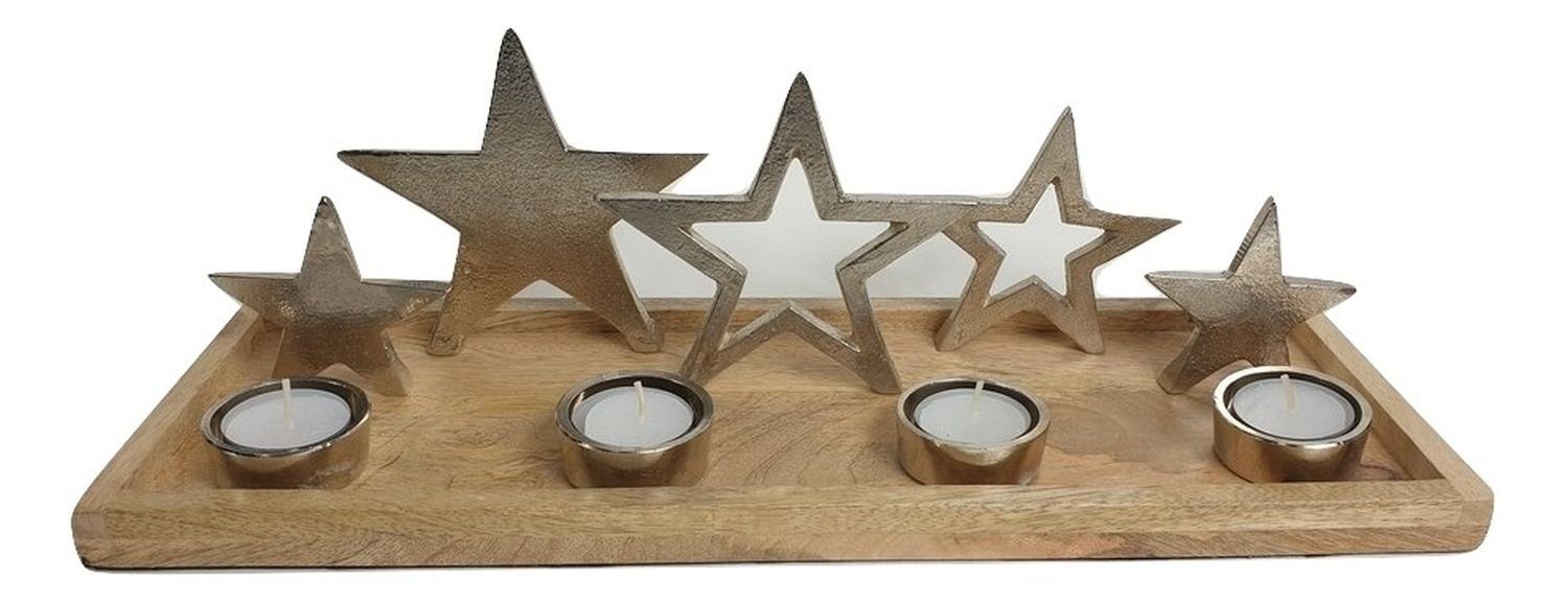 sesua Adventsleuchter »Kerzenhalter Teelichthalter mit 4 Teelichtern  passend zum Advent aus Holz und Metall«