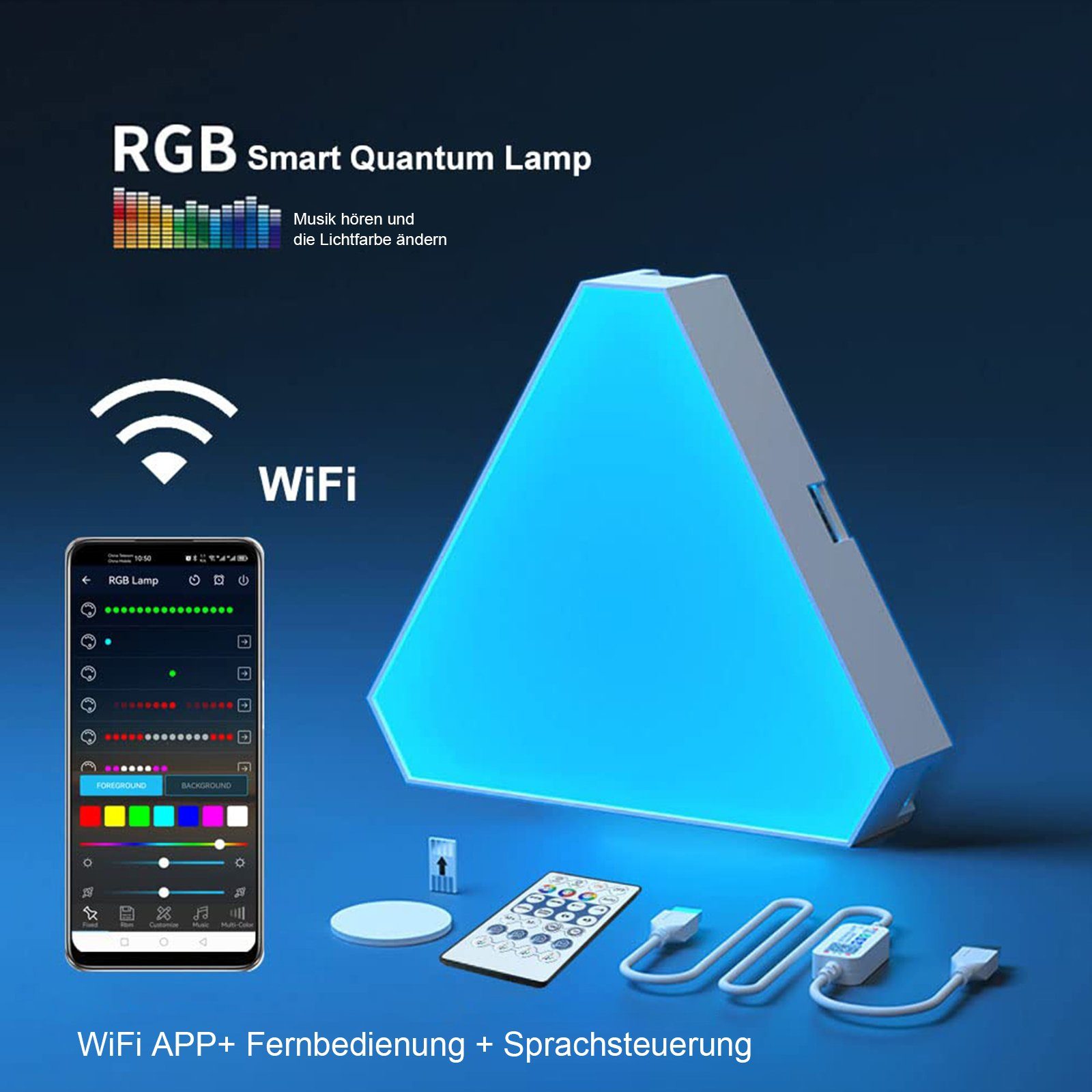 Lapalife LED Wandleuchte Wandlampe Innen LED Dreieck Lampe, RGB Gaming Stimmungslicht, WLAN-App, WiFi & Bluetooth & Fernbedienung, 5V USB, für Gaming Zimmer Dekoration