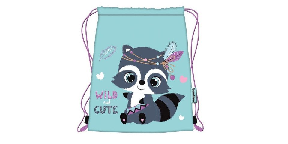 GOLDKIDS Turnbeutel Kordelzugbeutel - Kordelzug String Schwimmbeutel Kordelzug (Rucksack Streifen für, 1-tlg., Fitnessstudio Schwimmen Schuhbeutel), - Waschbär Motiv - 34 x 43 cm