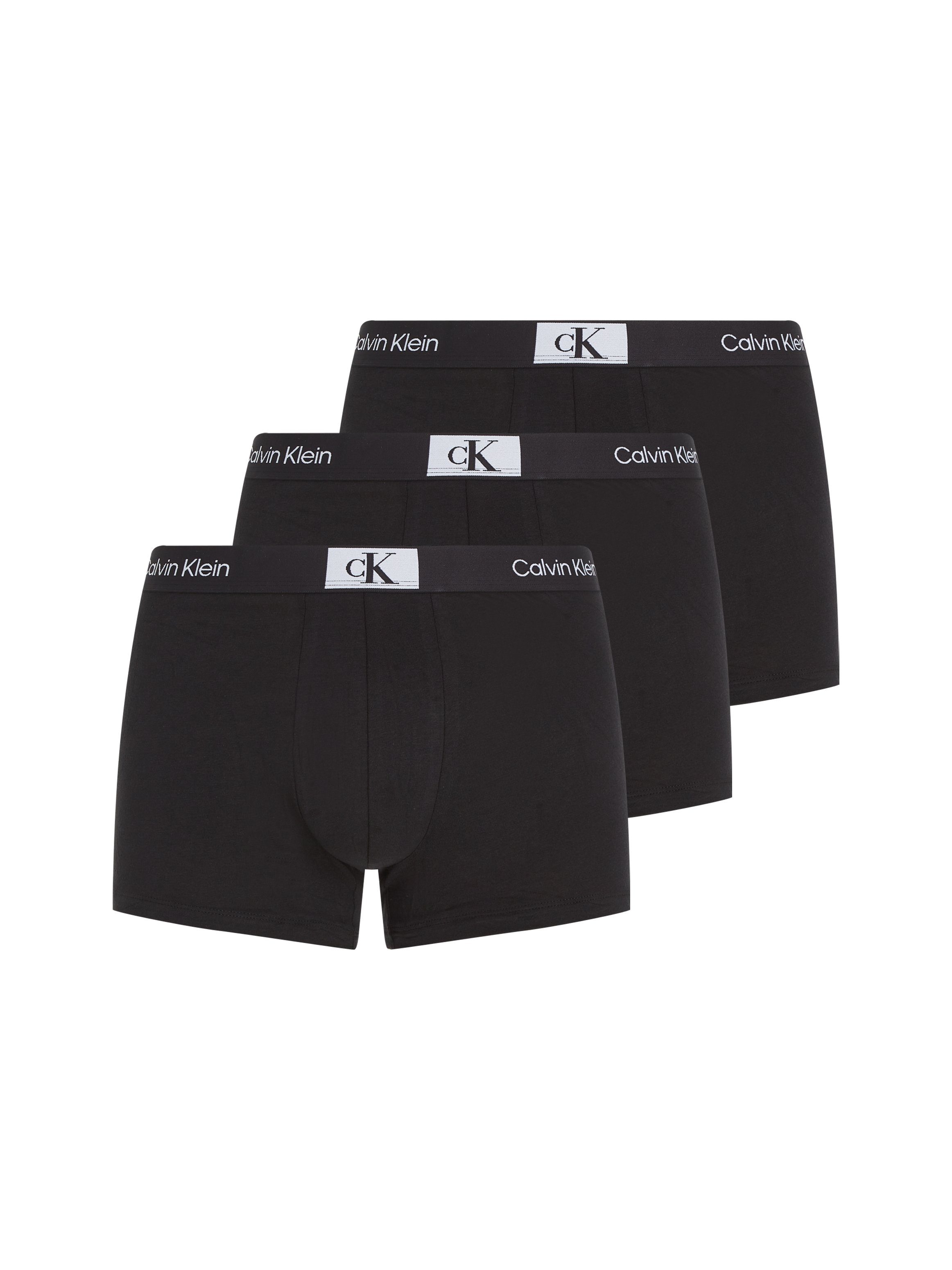 Calvin 3PK TRUNK Logo-Elastikbund Underwear BLACK&-BLACK&-BLACK (Packung, Trunk 3er-Pack) Klein Calvin Klein mit