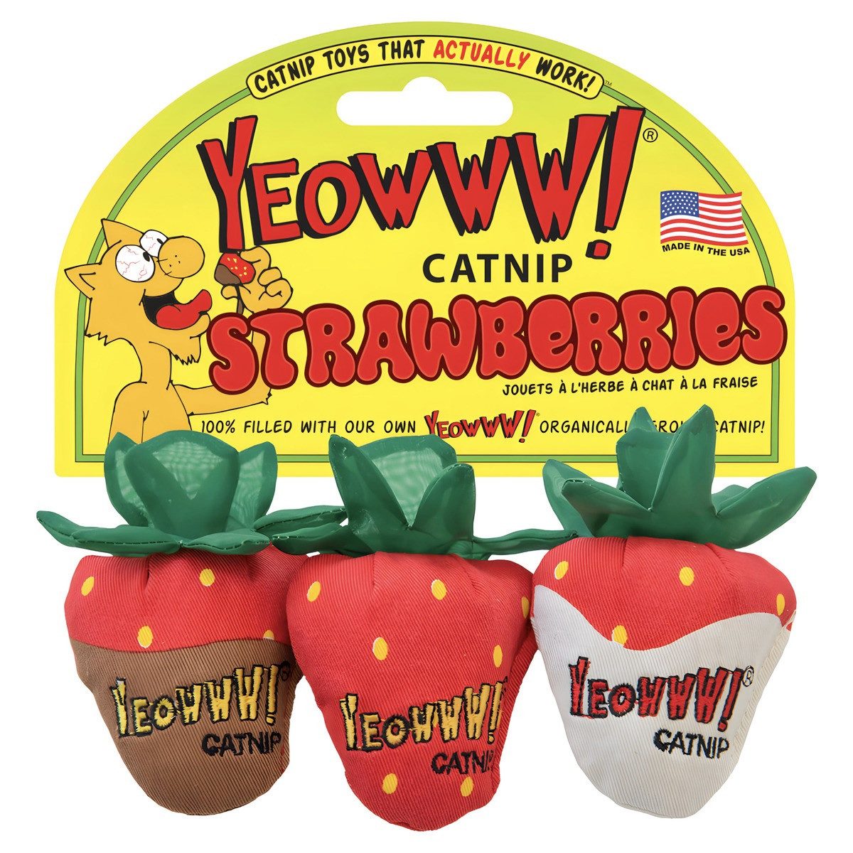 Yeowww! Tierkuscheltier Katzenspielzeug Erdbeere 3er Pack günstig online kaufen