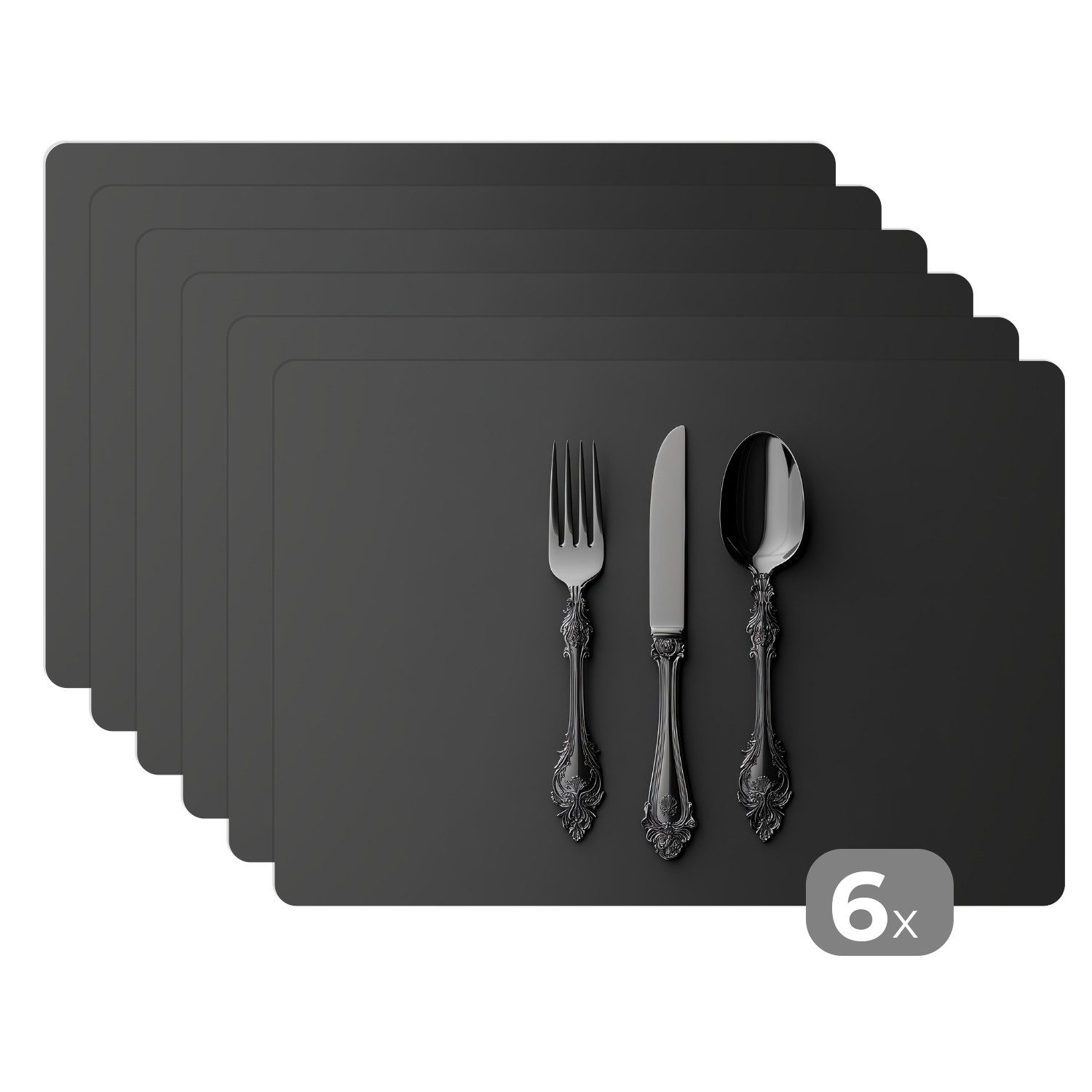 MuchoWow Platzset Besteck - Schwarz, (6-St), günstig online kaufen