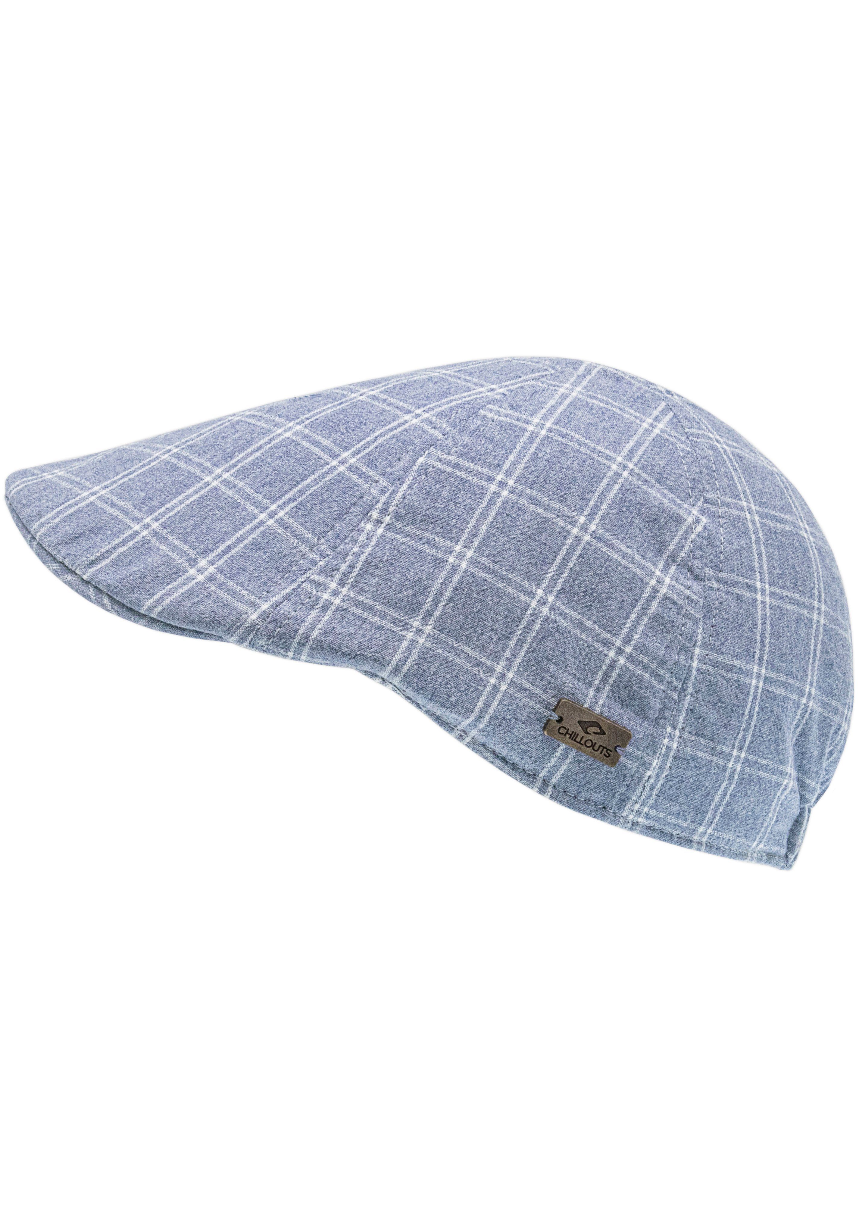 chillouts Schiebermütze Flat Cap, kariert, Cork Hat mit Gummizug jeansblau | Schiebermützen