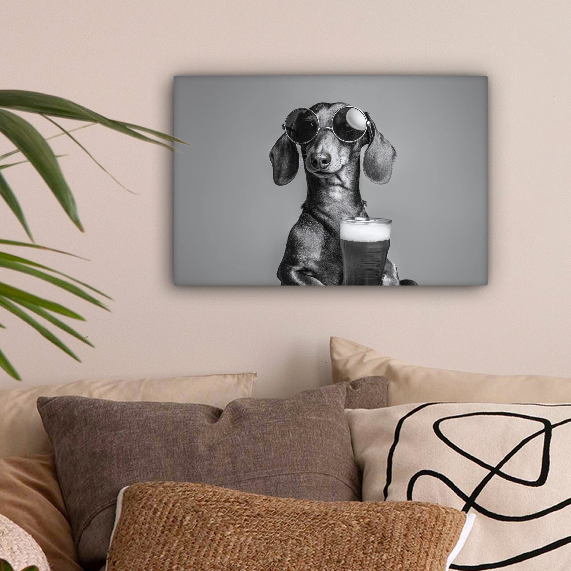 OneMillionCanvasses® Leinwandbild Dackel - Bier - Gläser - Gläser, Fotodruc günstig online kaufen