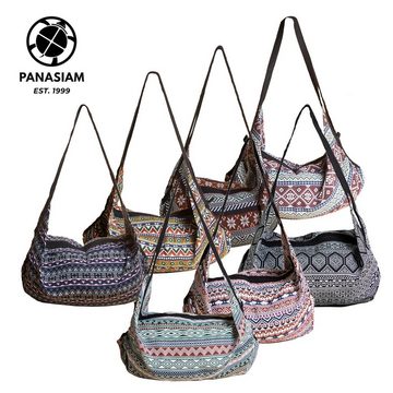 PANASIAM Schultertasche Umhängetasche in gewebten Designs aus fester Baumwolle Wickeltasche, auch als Strandtasche Yogatasche oder Handtasche nutzbar Beuteltasche