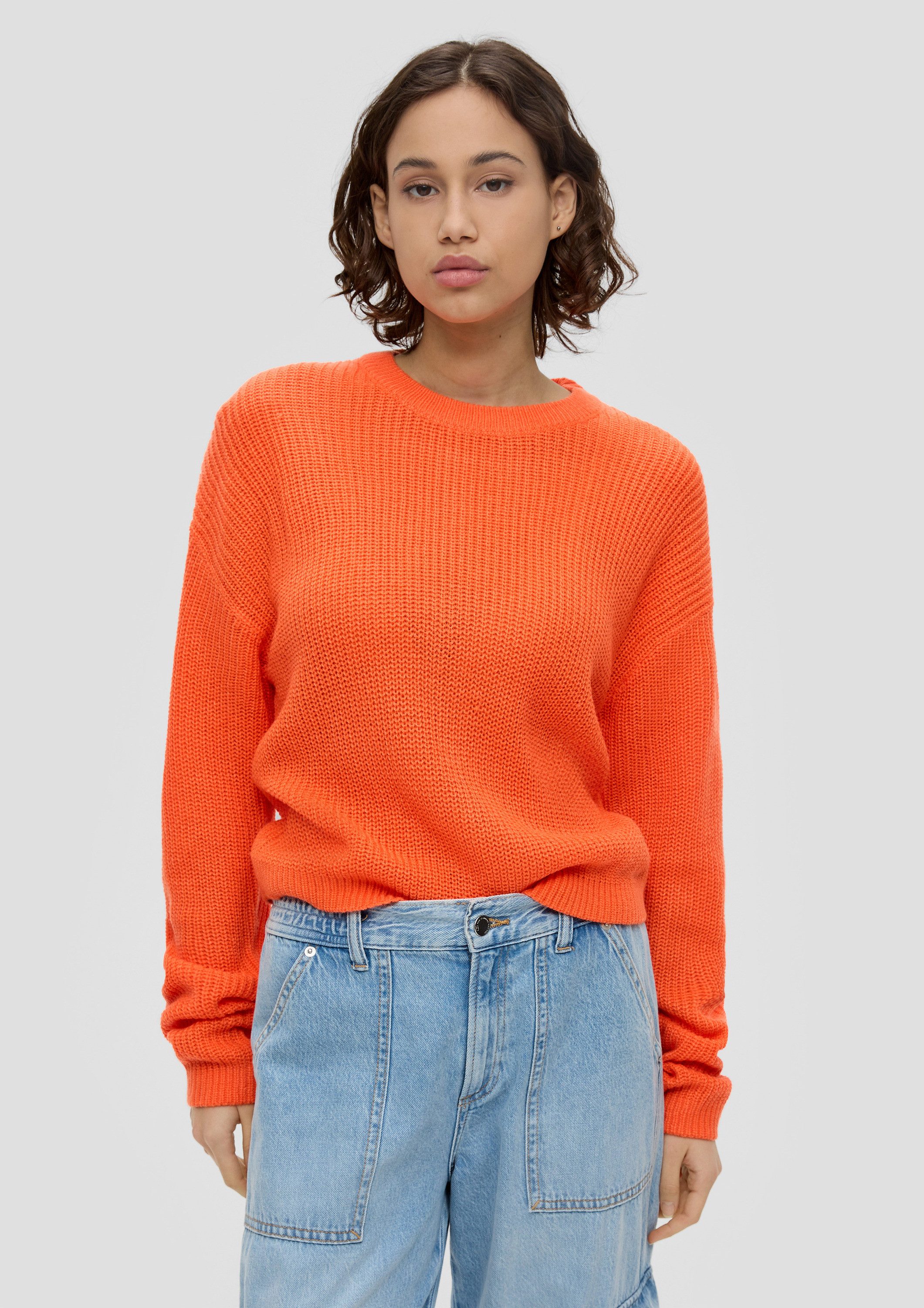 QS Longpullover Strickpullover Leichter Sommerstrickpullover im Relaxed Fit