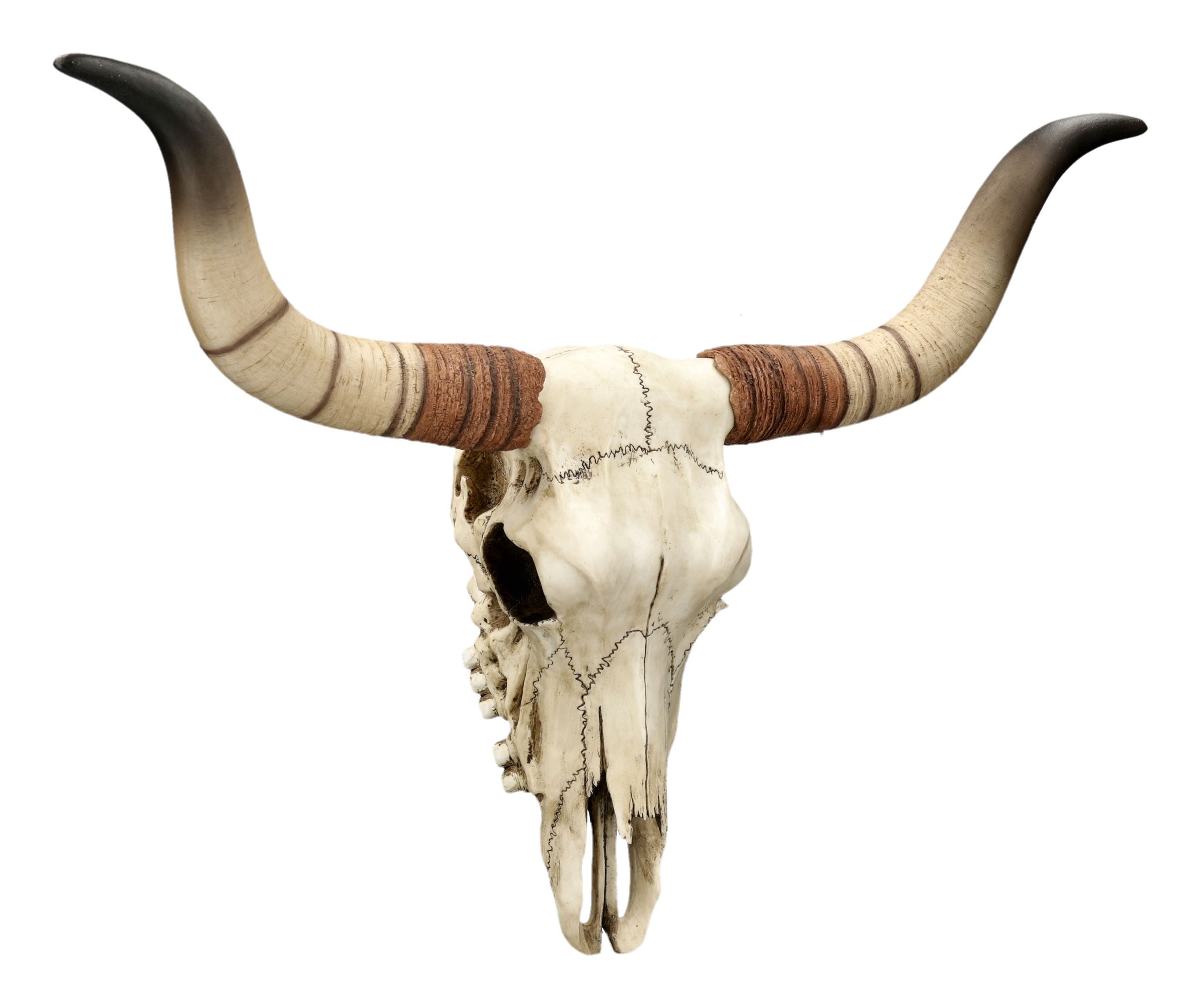 Figuren Shop GmbH Wanddekoobjekt Western Schädel Figur – Langhorn Rind Wanddeko Wandtrophäe 35.5 cm