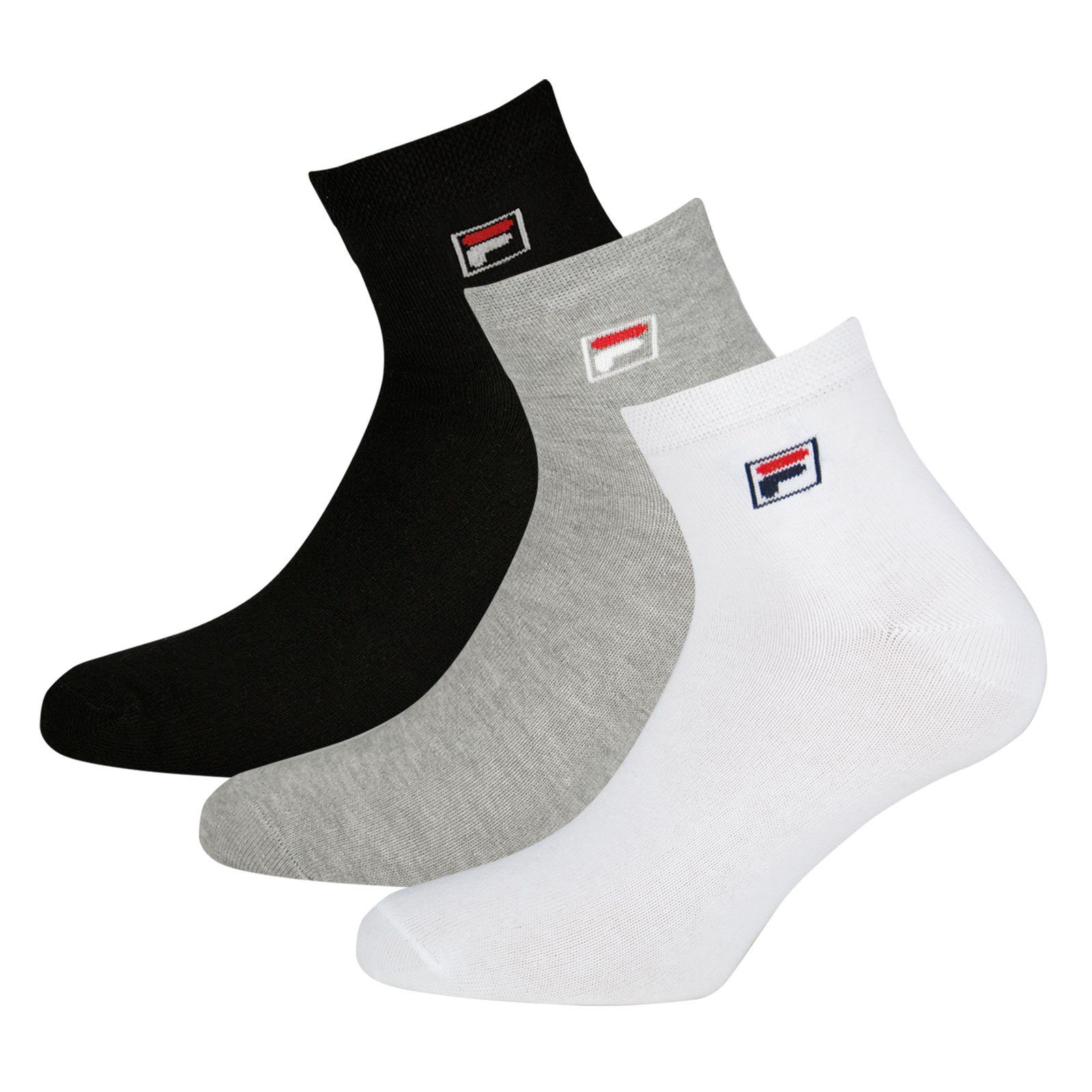 Socken / 700 Fila mit white grey Sportsocken Quarter elastischem / Piquebund black (6-Paar)