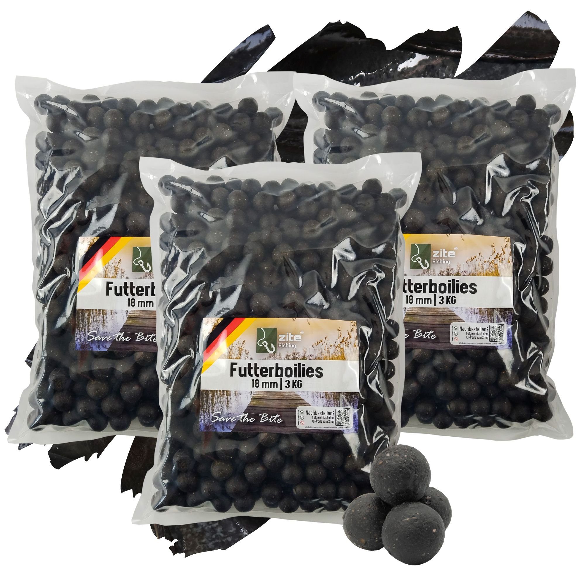 Fischlockstoff Futter-Boilies Karpfen-Angeln 18mm - Verschiedene Aromen - 3x3kg
