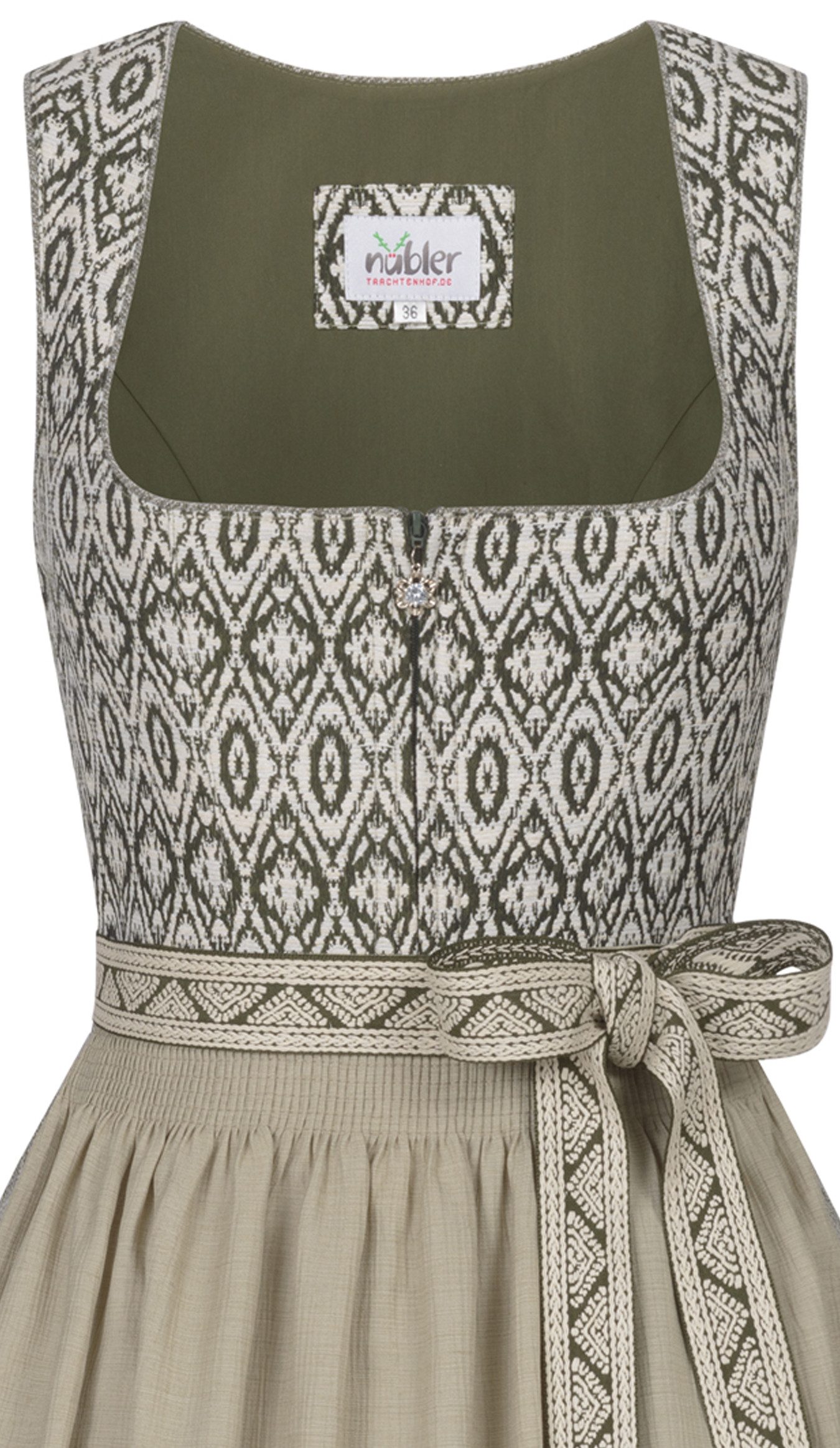 Nübler Dirndl Midi Dirndl Gudrun in Oliv von Nübler