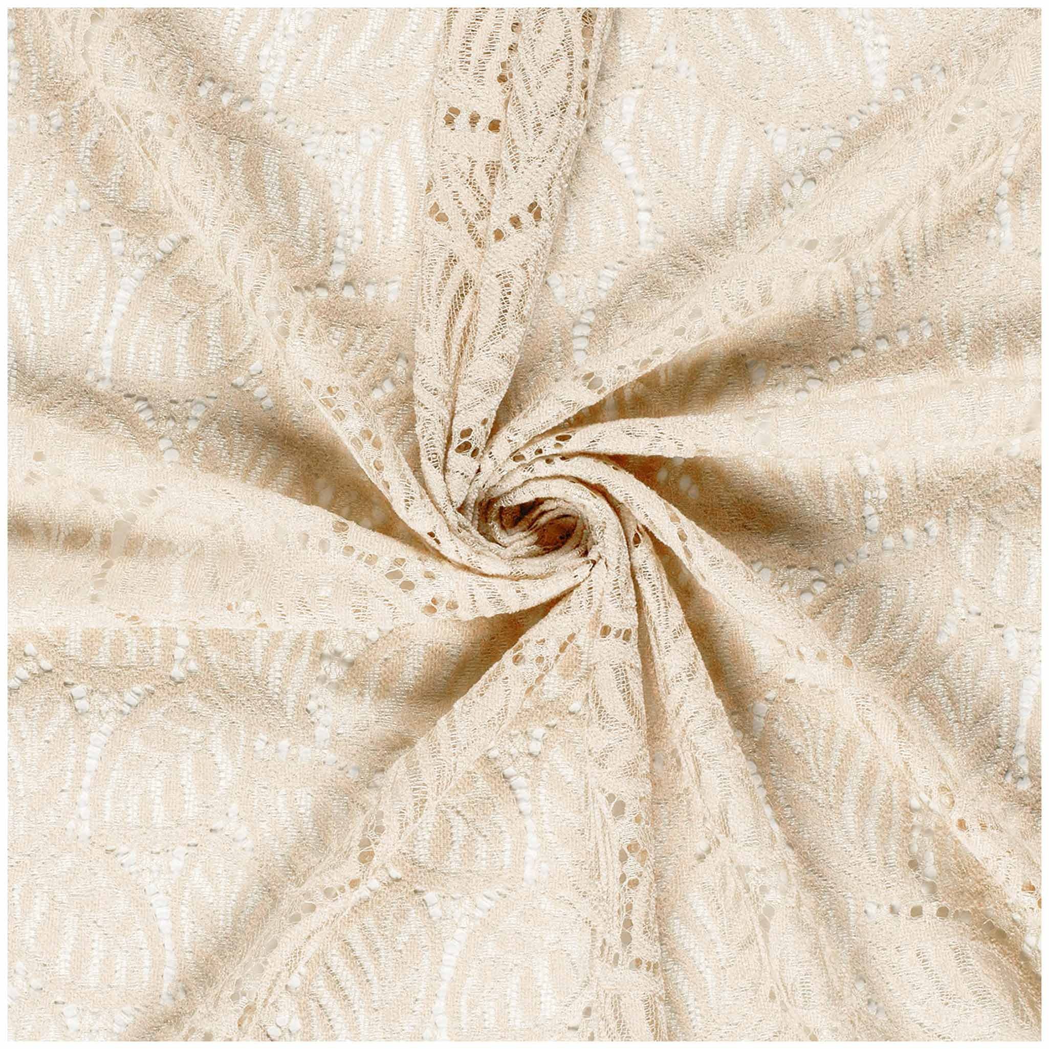 maDDma Stoff Spitze Blattmotiv ab 1m x 145cm Spitzenstoff Stoff Meterware, creme