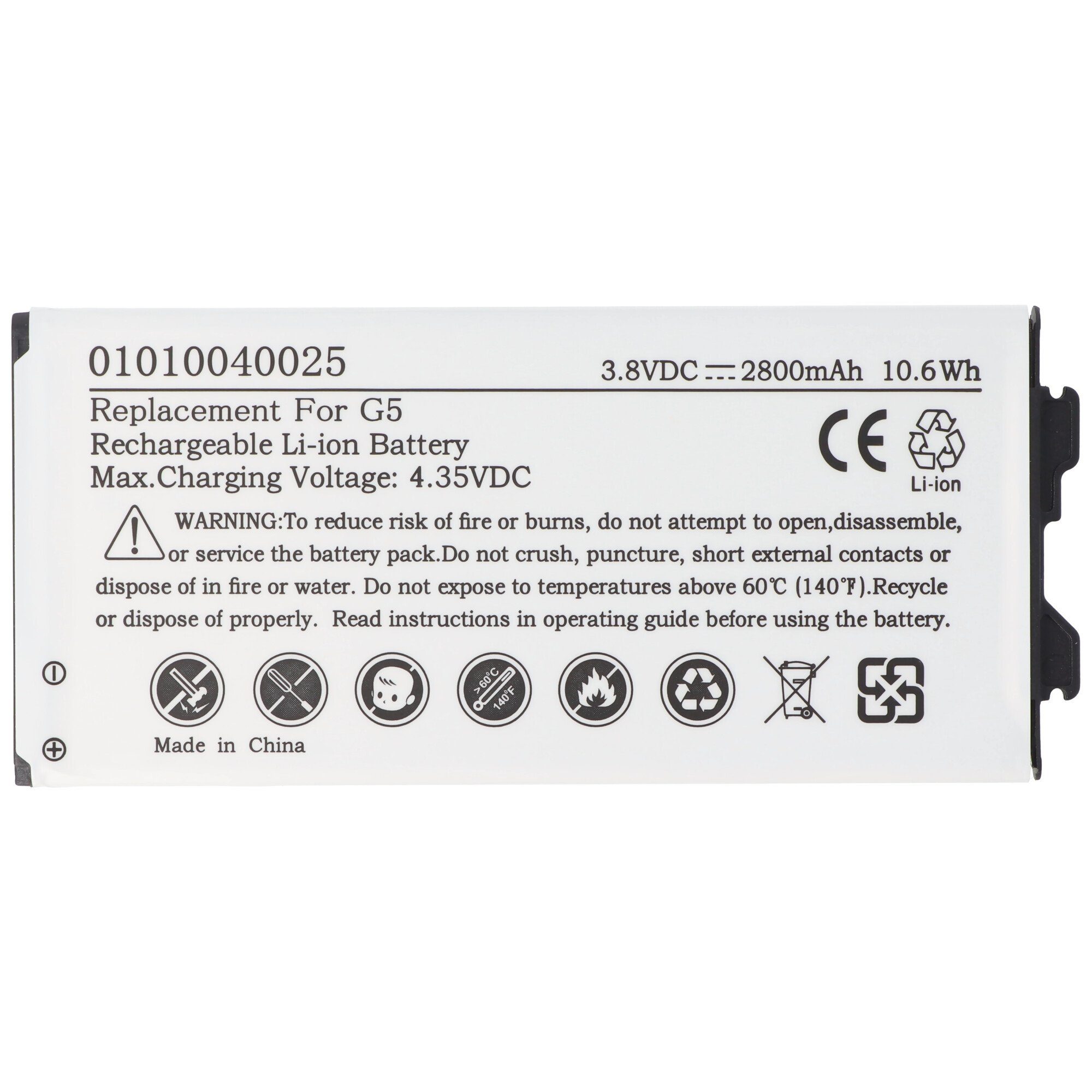 AccuCell Akku passend für den LG G5 Akku BL-42D1F, EAC63238902AAC Akku 2800 mAh (3,8 V)