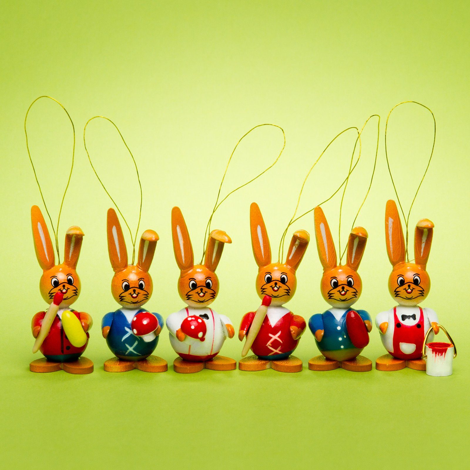 SIKORA Osterfigur 6er Set Osterhasen aus Holz Ornament zum Aufhängen Osterd günstig online kaufen